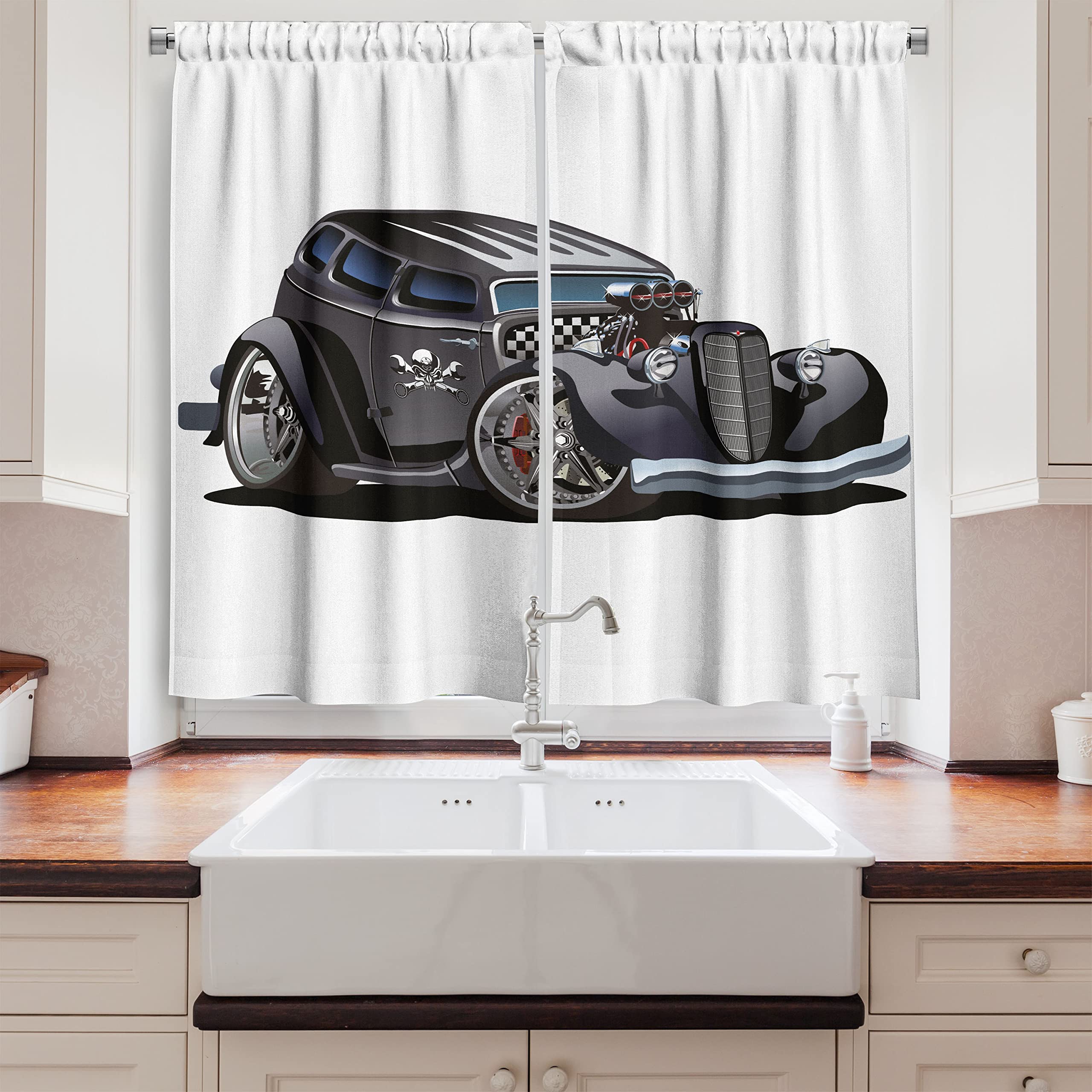 Kenney Cafe Window Curtain Rods, 48 to 84-Inch, Black