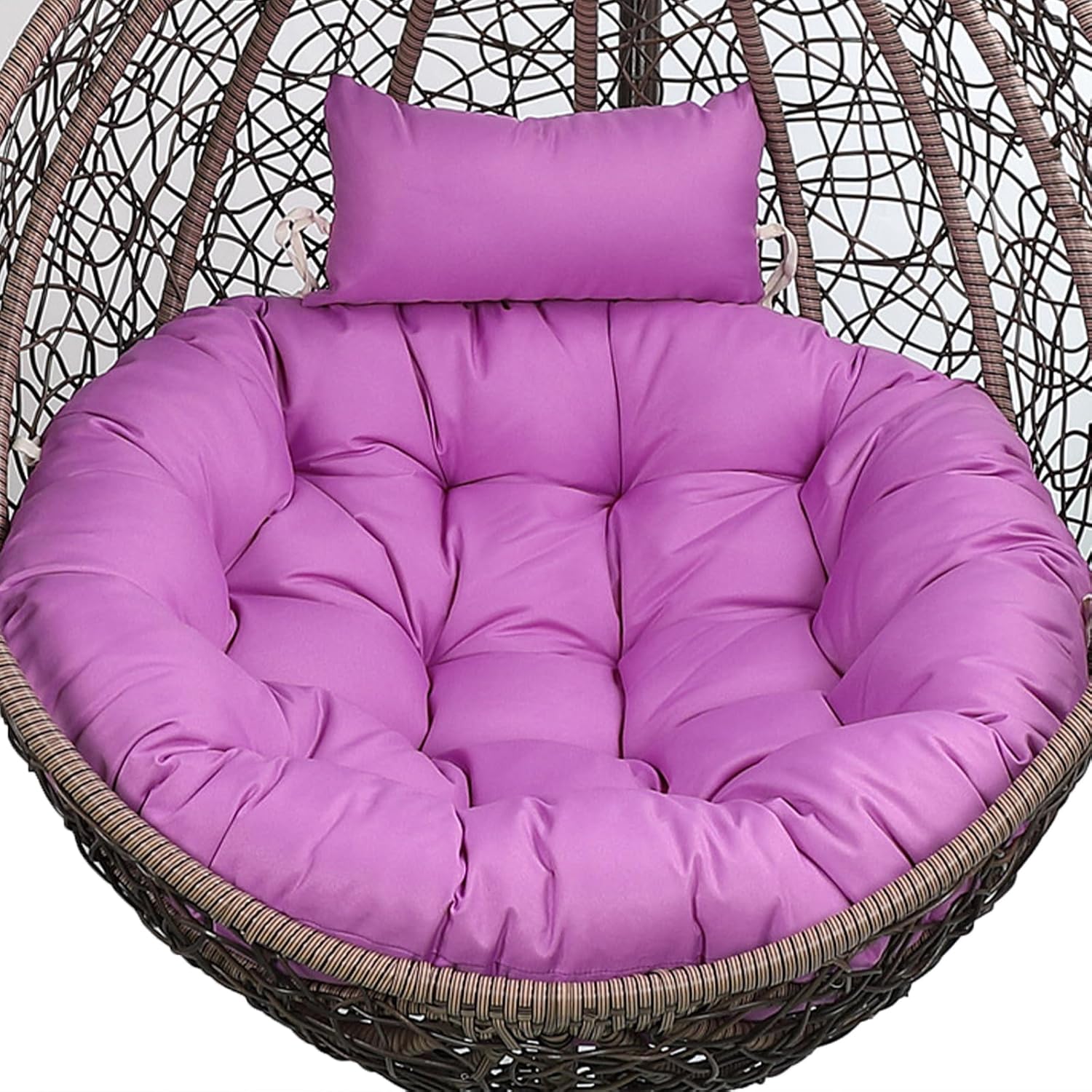 Egg Chair Cushion, Round Hanging Basket Swing Chair Cushions With Headrest, Detachable Egg Swing Cushion Replacement Washable Cushions, For Indoor Outdoor (Only Cushion)(Size:Diameter 116cm,Color:Rose