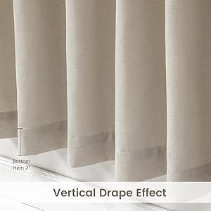 Dreaming Casa Taupe Linen Blend Semi Sheer Curtains 108 inches Long, Light Filtering Curtains Sheer Rod Pocket & Back Tab, Soft Window Privacy Drapes Living Room Bedroom, 2 Panels Set, Each W52 x L108