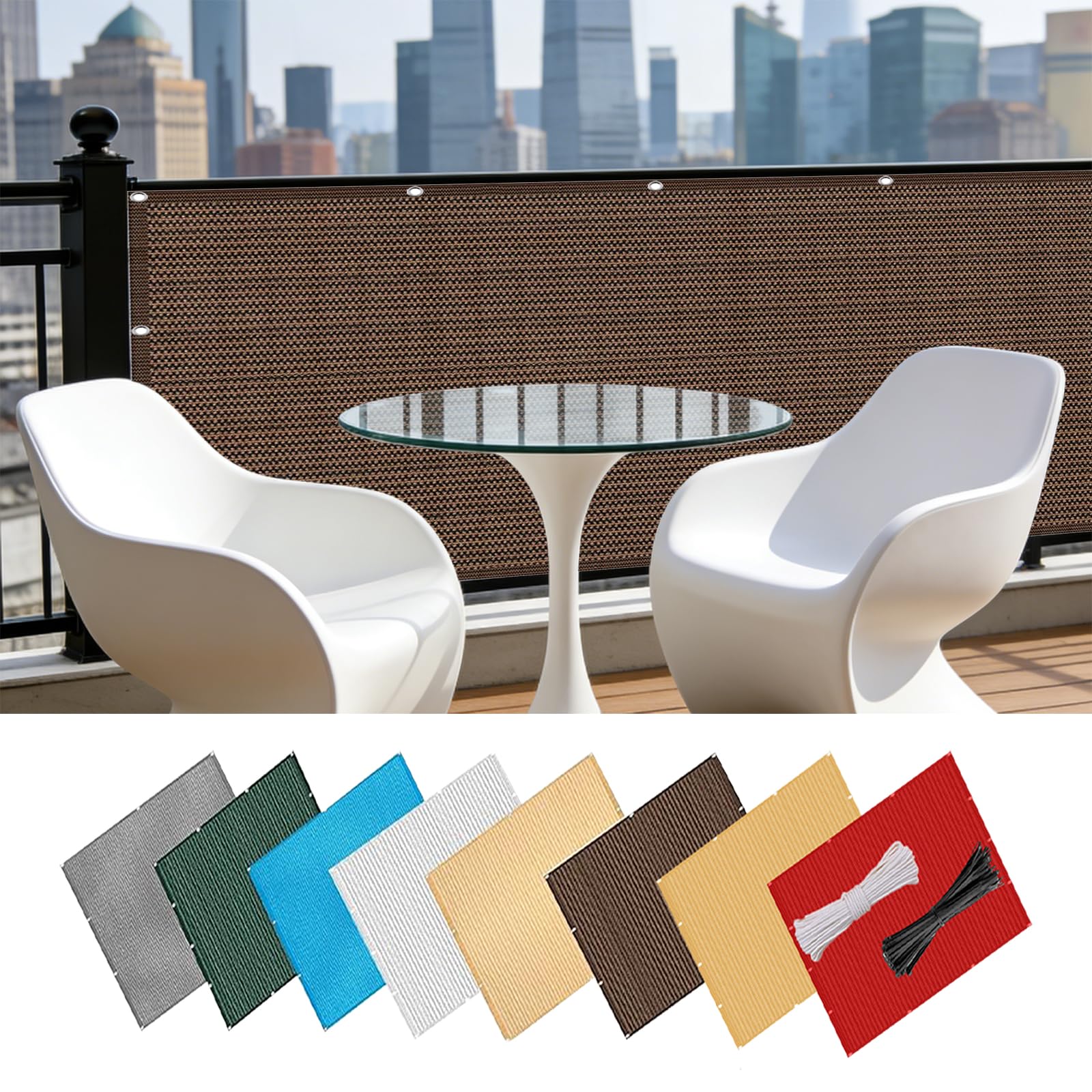 Brise-vue pour balcon marron 140x525 cm avec 90% d'ombrage pour jardin