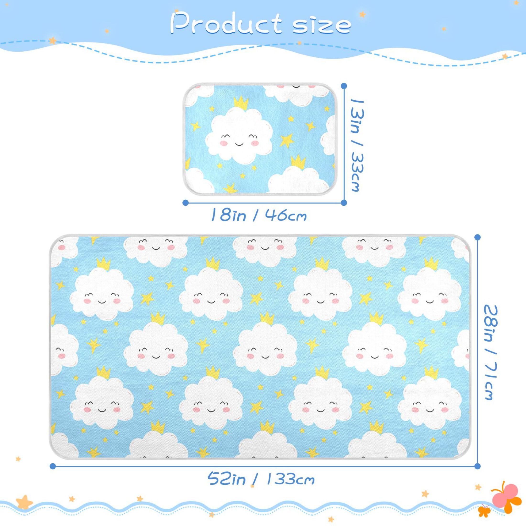 Takiito Cute Clouds Baby Cooling Mattress Pad, Soft & Breathable Cooling Mat Keep Baby Cool in Summer 28x52 in, Nursery Essential