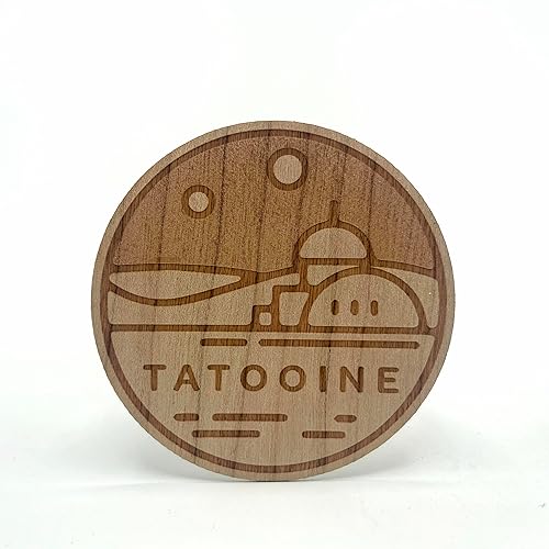 TATOOINE Wood Sticker Decal  3in Cherrywood Veneer  Starwars Planet Series  Unique Design & Great Sci Fi Movie Gift Idea!