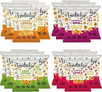 Indulge - Crunchy Corn Nibbles - Variety flavour - Gluten Free, Nut Free, Low Salt, Vegan- 20g x 24 bags (Variety Box) (20g (Pack of 24), Variety Box)