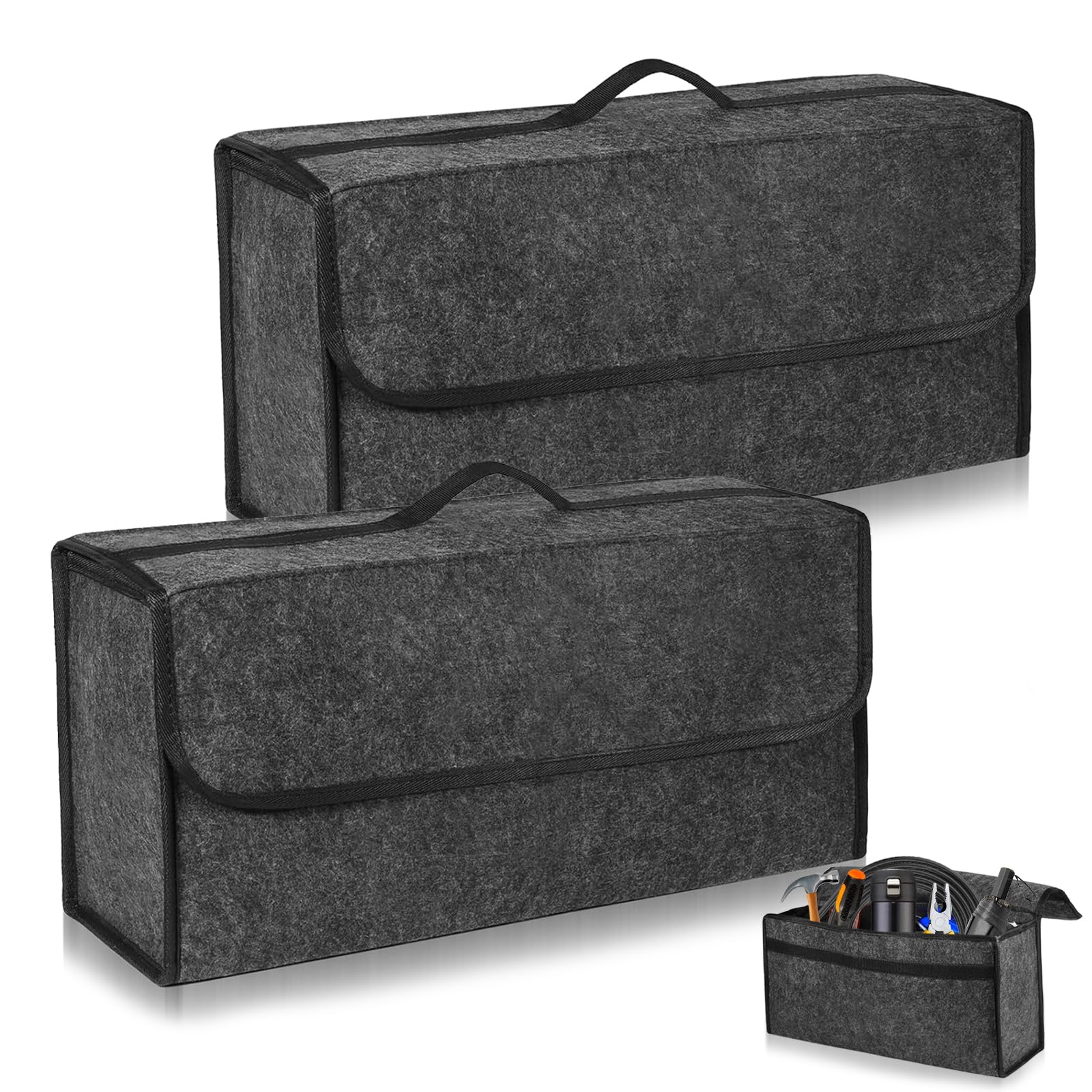 Kozdtiz Auto Organizer Toolbag, Kofferraumtasche Toolbag, Kofferraum Organizer aus Filz mit Klett Fixierung, Auto Kofferraumtasche für alle Fahrzeuge 50 x 15 x 24 cm