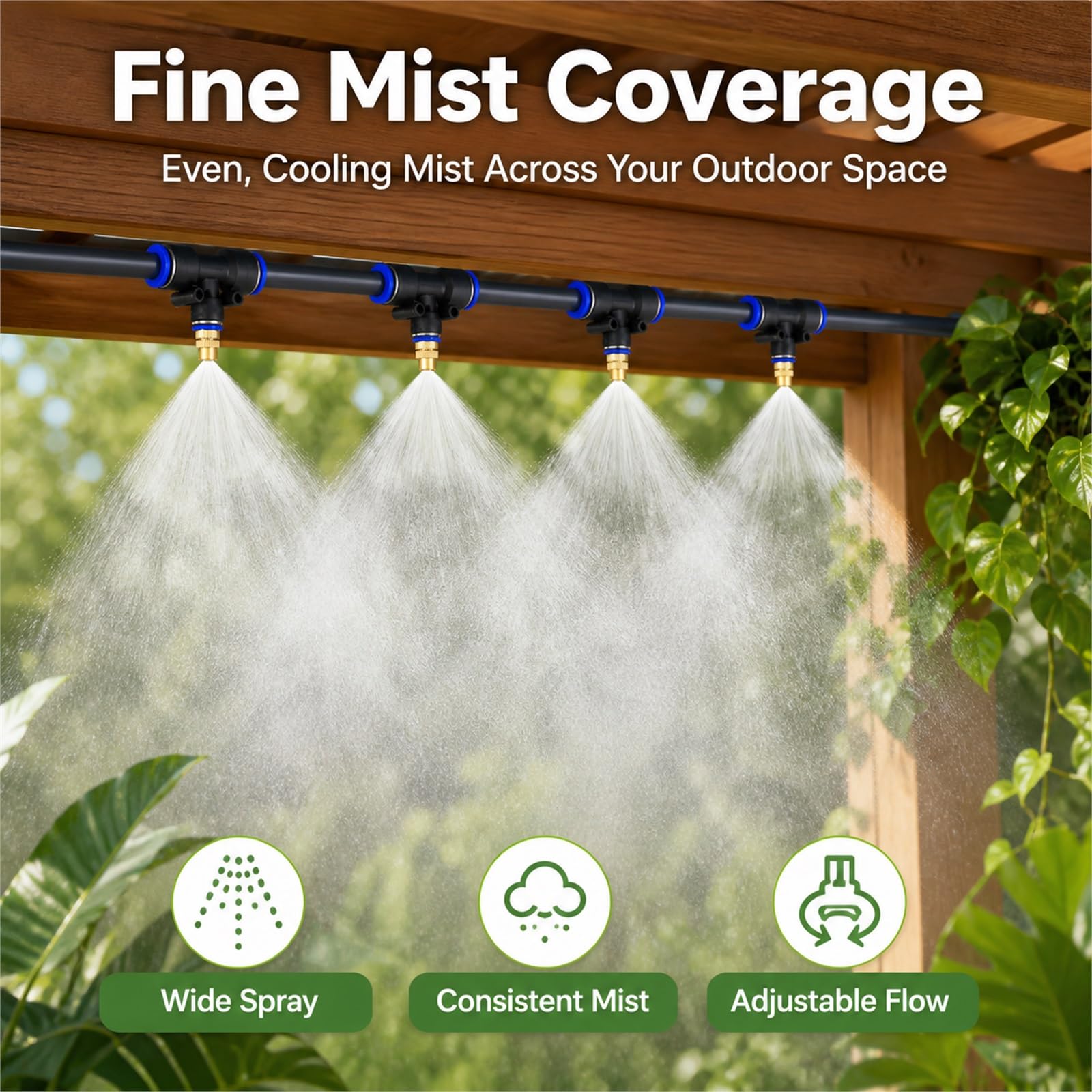 Impianto Irrigazione Giardino,Kit Nebulizzatore Giardino,Nebulizzatore per Terrazza Esterno,Leak-Proof And Rust-Proof,Close Fit,Suitable for Patios And Potted Plants