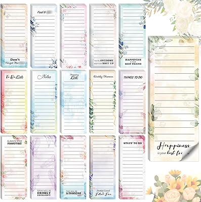 Teling 16 Pcs Grocery List Magnetic Notepads for Refrigerator To Do List Magnet Pad for Fridge Magnetic Shopping List Memo...