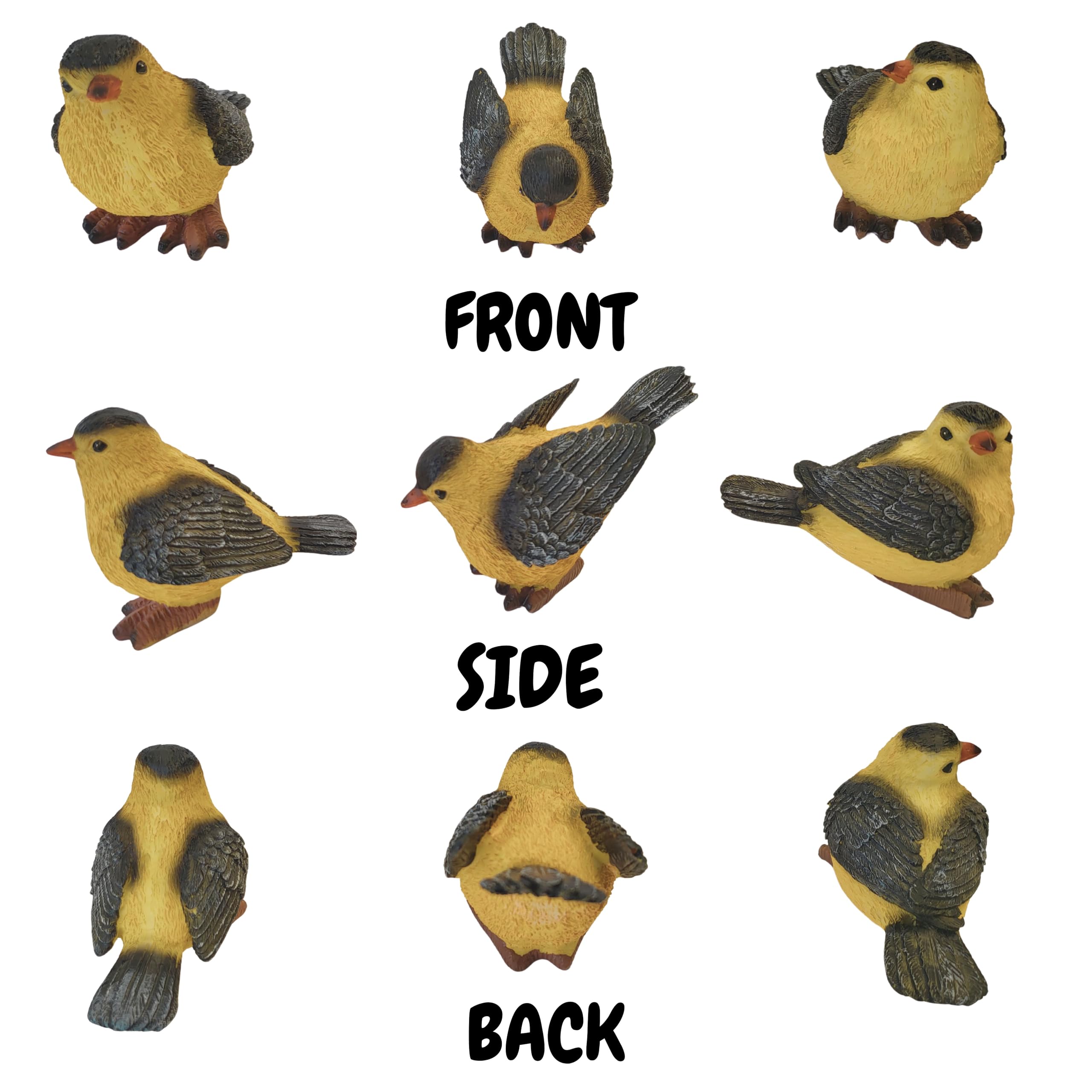 BANBERRY DESIGNS Set di 6 statuine di uccelli cardellini, decorazione a forma di uccello, altezza 7,6 cm