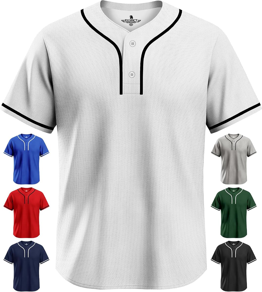 Two Button Blank Baseball Jersey for Men & Women | Unisex Pullover Softball Jersey, Plain Baseball Jersey for Teams, Training & Everyday Wear