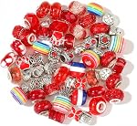 60 Pièces européennes Assortiment large trou Perles d'espacement Assortir Verre Charm Perles Strass Perles Fournitures pour DIY Collier Bracelets fabrication de bijoux