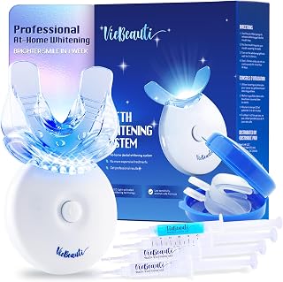 VieBeauti Teeth Whitening Kit with LED Light - 35% Carbamide Peroxide for Sensitive Teeth, Fast Cool Mint Results