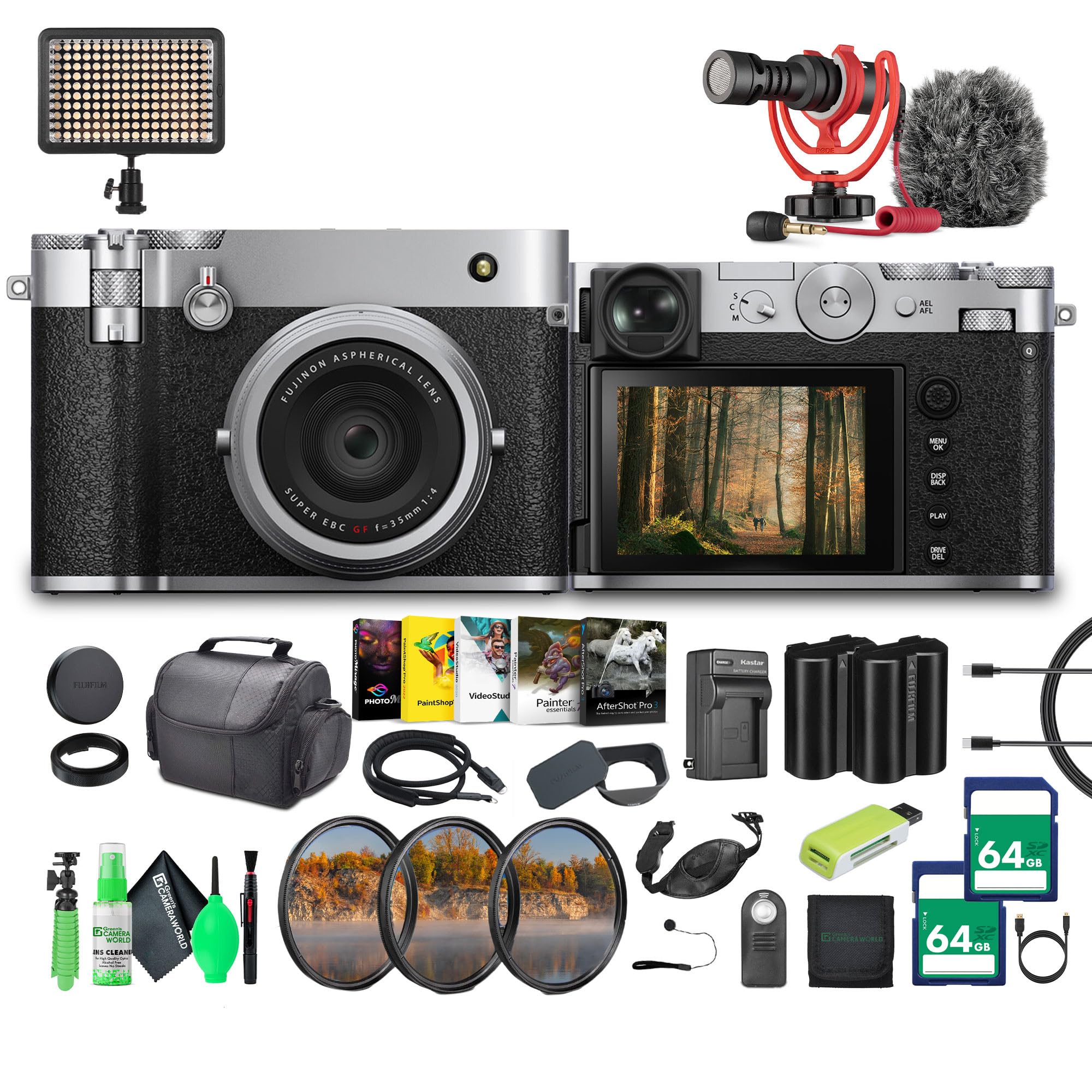 FUJIFILM GFX100RF 102MP Large Format Mirrorless Digital Camera, Powerful Compact Rangefinder, 4K/30p Video, 35mm F4 Lens, Built-in ND Filter Bundle +