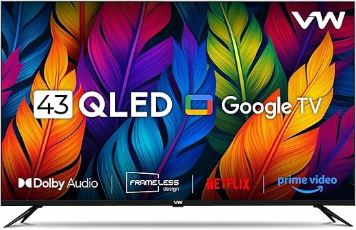VW 109 cm (43 inches) Pro Series 4K Ultra HD Smart QLED Google TV VW43GQ1 (Black)