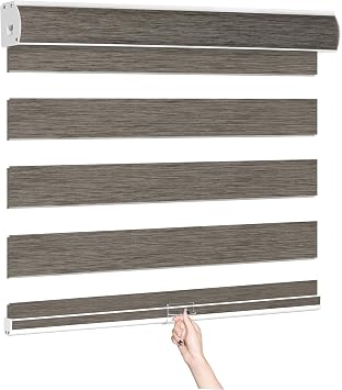 Cordless Zebra Blinds for Window Blackout Zebra Roller Blind with Thermal Insulation,Uv and Privacy Protection,Easy to Install Zebra Shade for Indoor Window, Dark Brown, 46" W x 48" H