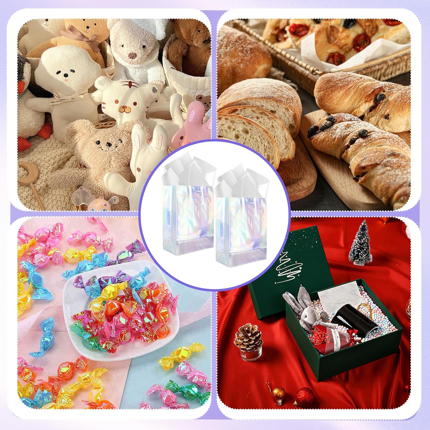 24 PCS Iridescent Gift Bags, Holographic Party Favor Bags with Handles and 48 PCS Tissue Papers, Reusable Paper Glitter Holographic Birthday Gift Bag for Wedding, Graduation, Birthday, Party Supplies and Gifts - Image 7