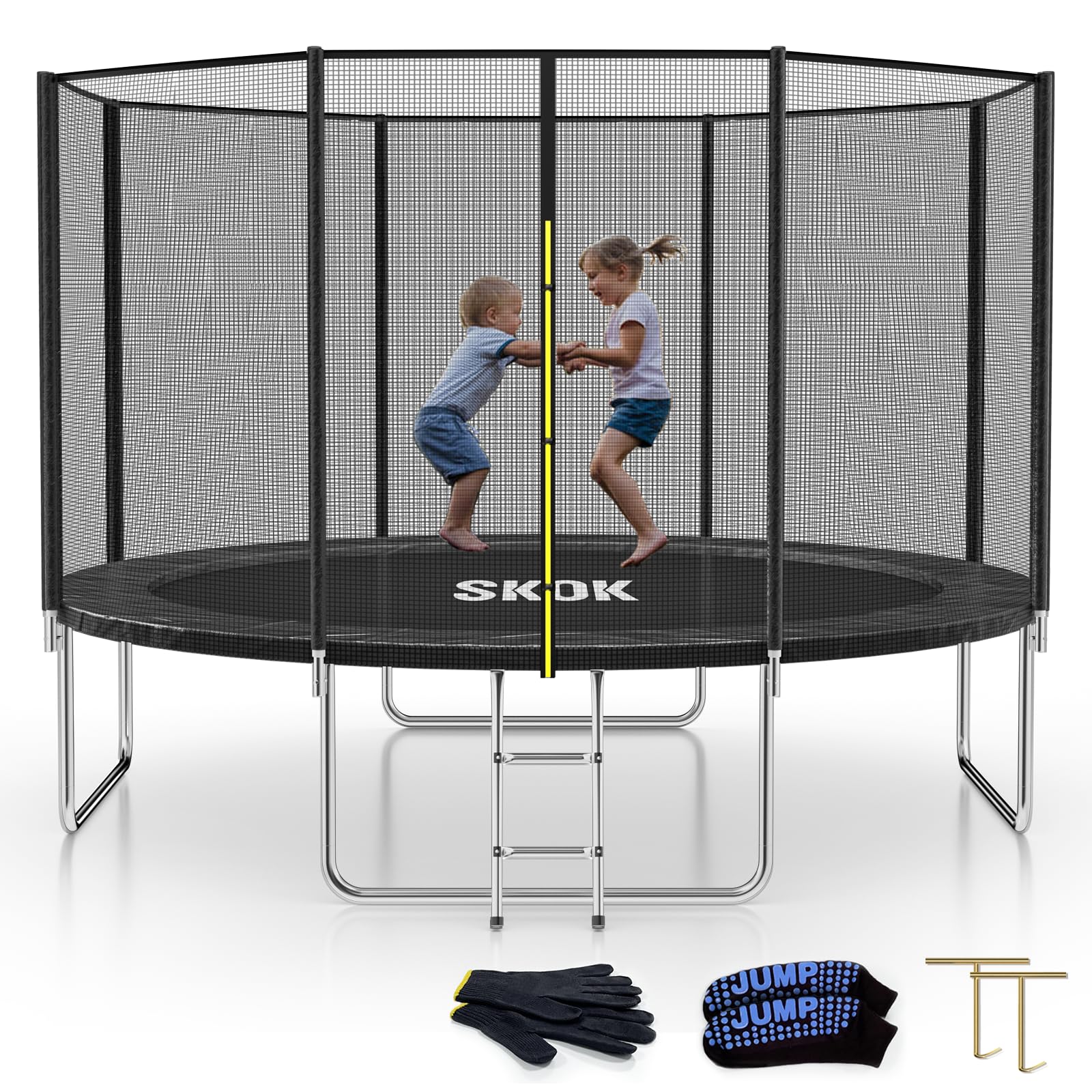 skok trampoline for kids,400lbs outdoor trampoline with net-astm approved trampoline for children and adults (used)