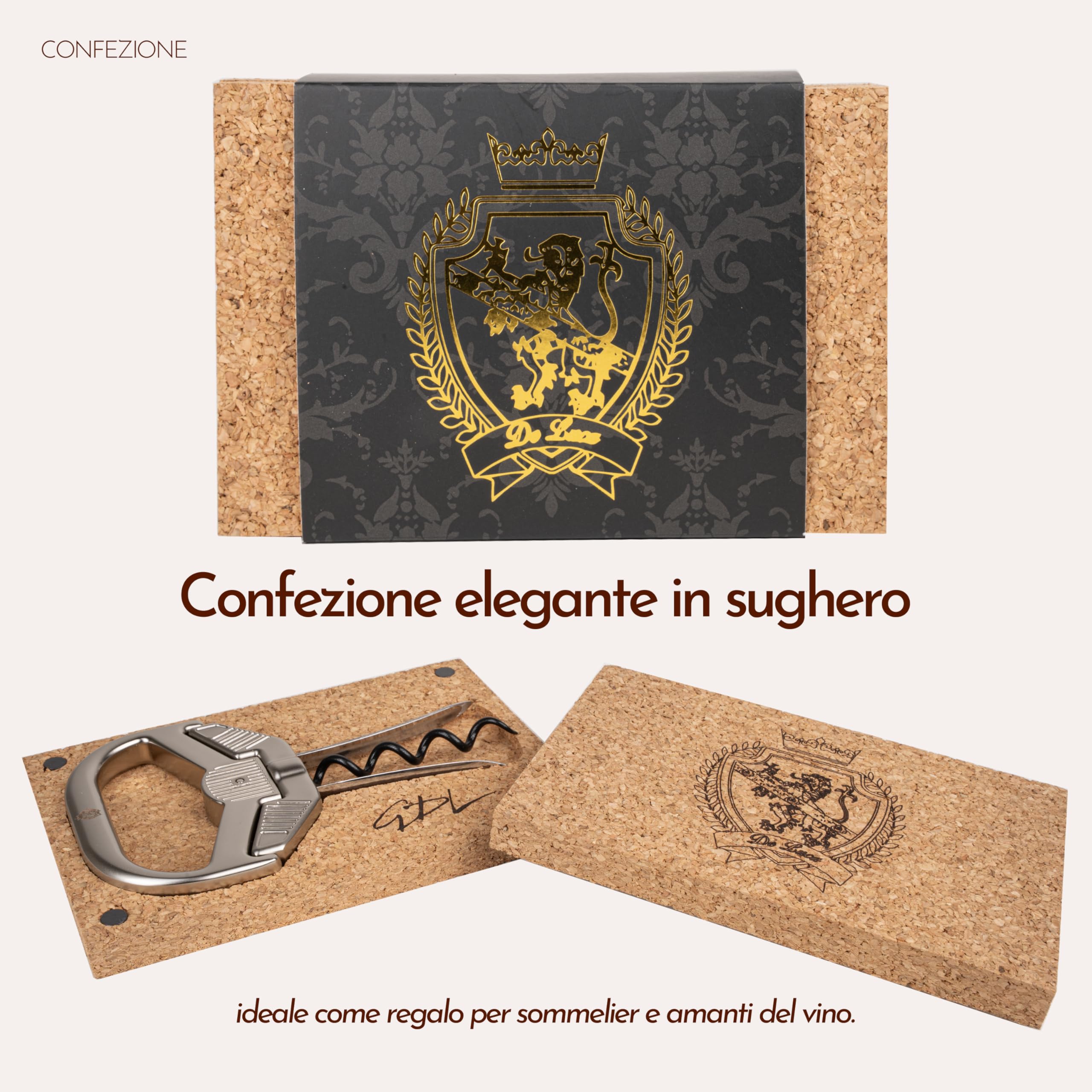 Cavatappi Professionale con Doppia Lama e Verme per Vini Invecchiati - Apribottiglie di Alta Qualità per Appassionati di Vino e Sommelier - Design Elegante e Versatile