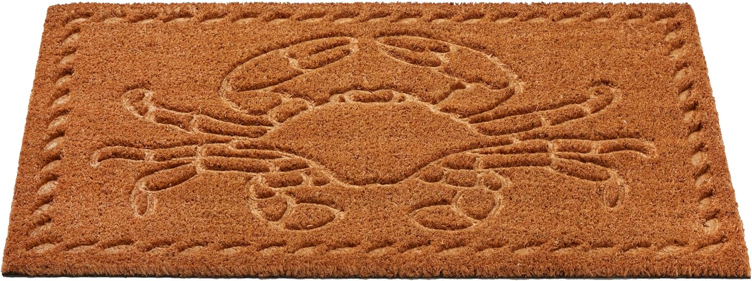 HF by LT Crab Embossed 100% Coir Doormat, 18 x 30 inches, Naturally Durable, PVC-Backing, Sustainable