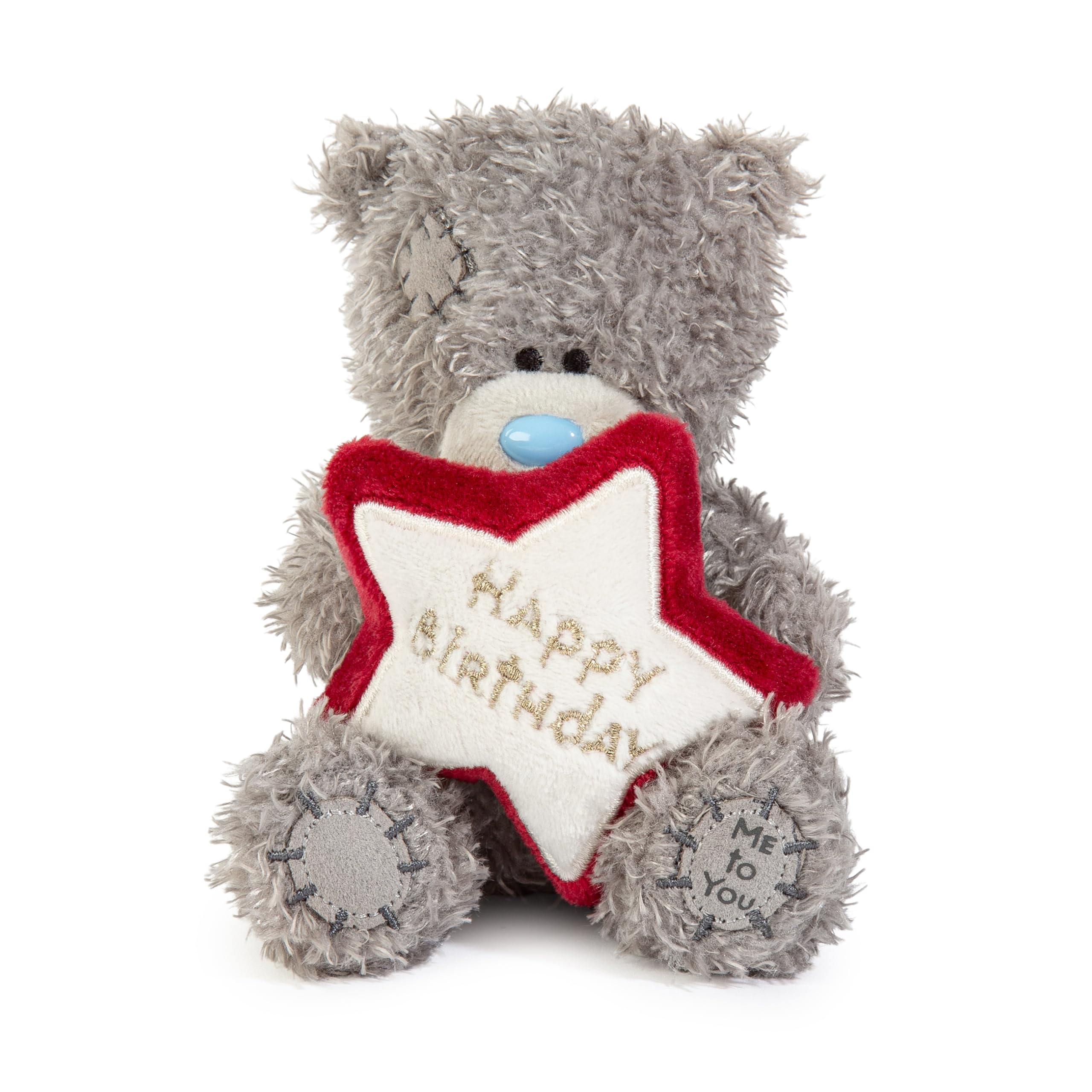 Me To You Tatty Teddy Plush 10cm-High Birthday Bear With Embroidered Star - Official Collection, Grey