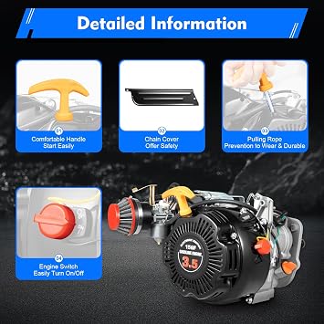 100cc 4-Stroke Bicycle Gasoline Engine Air-Cooled Motor Chain Muffler Complete Assembly Gas Motorized Motor Kit for Motorized Bicycle 26-28inch Bike(with Belt)
