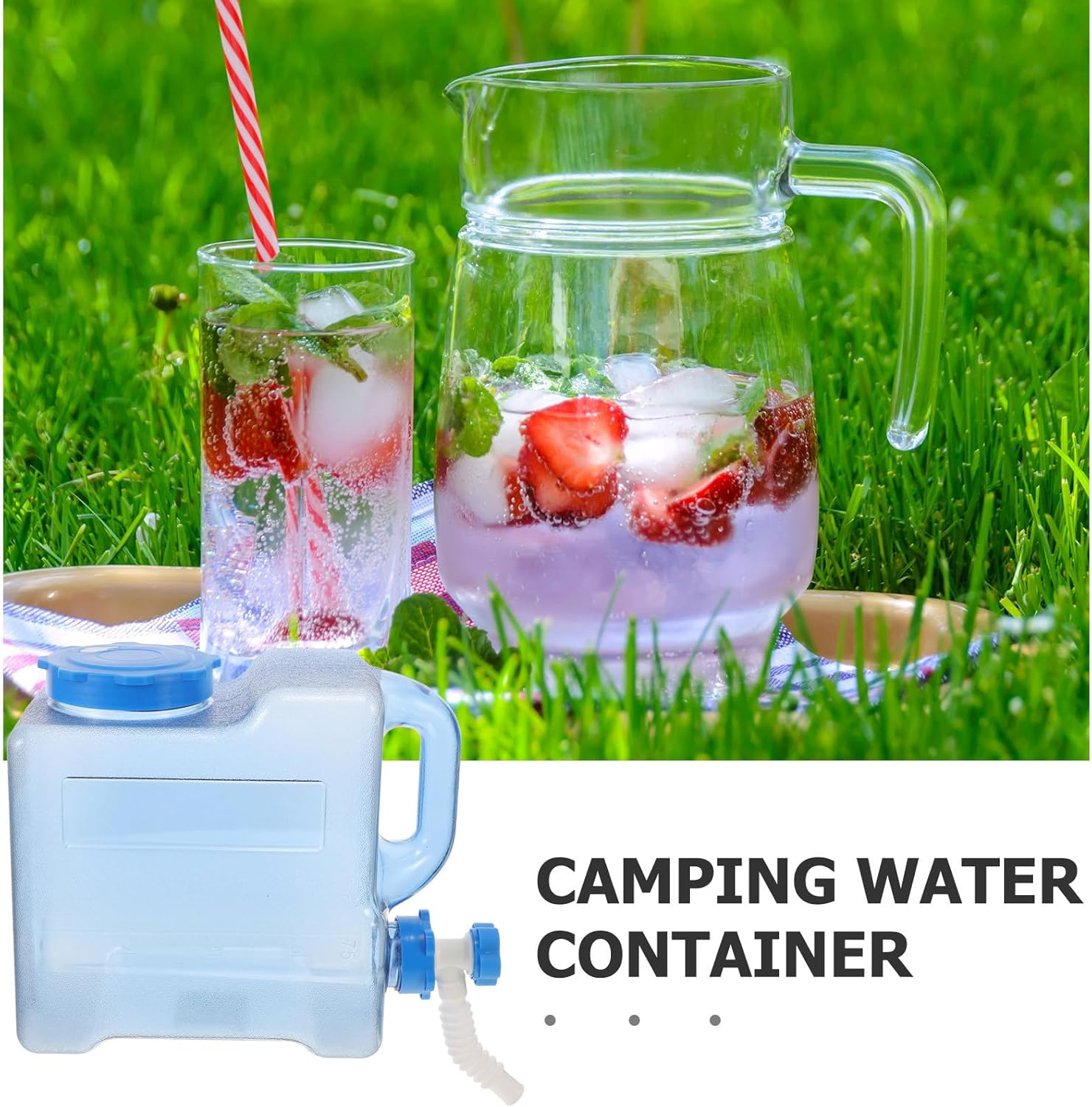 Homoyoyo Portable Water Container with Spigot 7.5l Portable Camping Water Jug Leak-Proof for Hiking and Vehicle Use
