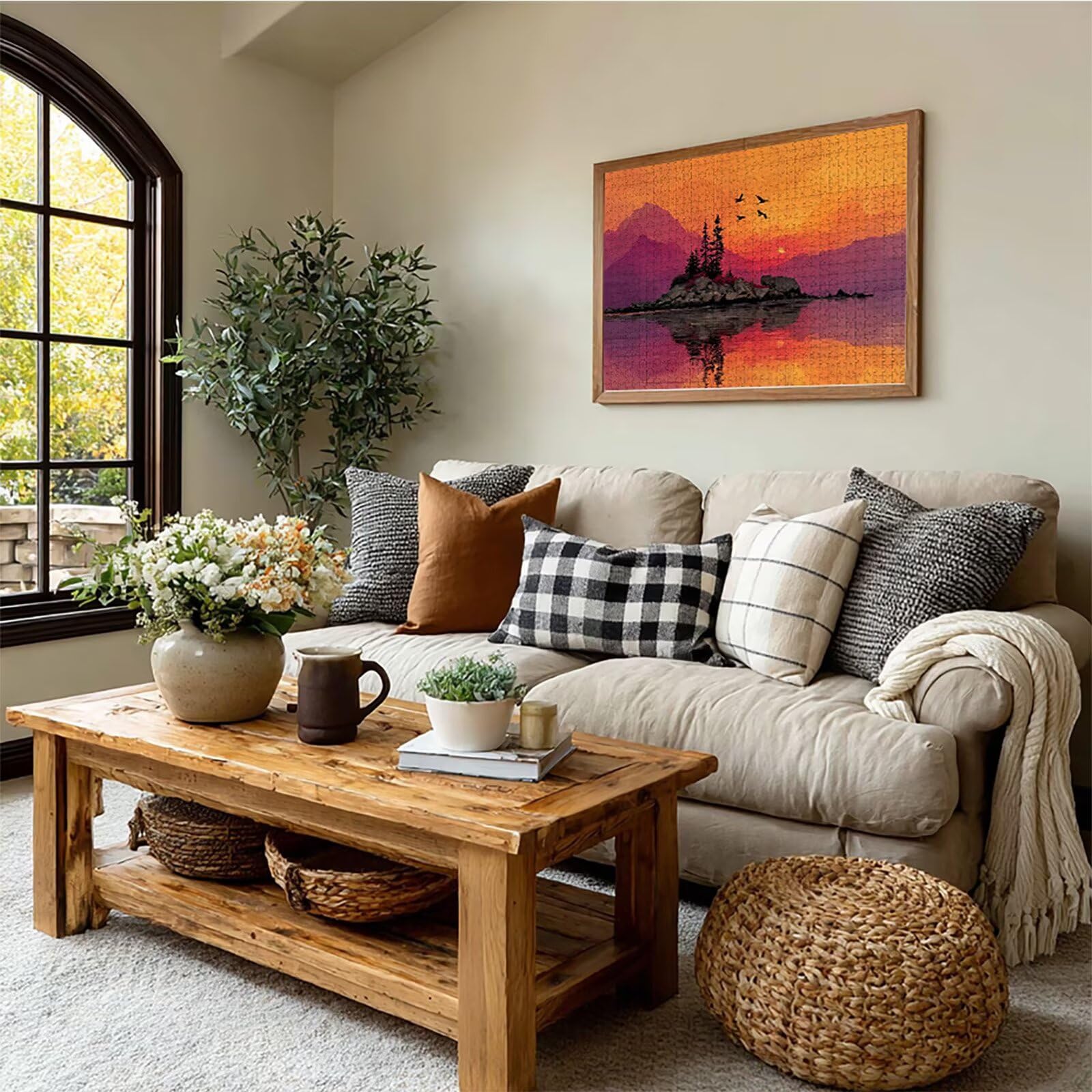 Puzzle 2000 elementów dla dorosłych o zachodzie słońca, drewniane puzzle, 99 x 70 cm, dla mężczyzn, kobiet, starszych seniorów, części ściśle do siebie pasują, dekompresja, dekoracja ścienna, prezenty