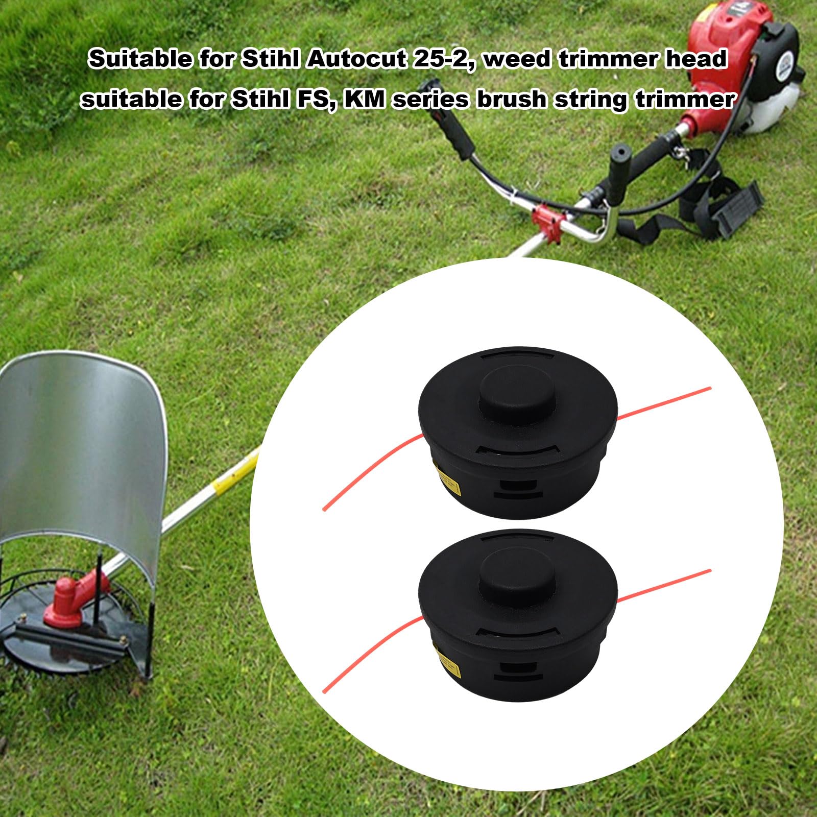 Hoypeyfiy 2 piezas de cabeza de recortadora Autocut 25-2 con línea de reemplazo para FS25-4 FS44 FS55 FS100 FS250 FS250R KM55 KM55R KMI3OR KM-AC FR85T FR130T FR480