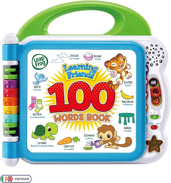 LeapFrog 601503 Learning Friends 100 Words Baby Book Educational and Interactive Bilingual Playbook Toy Toddler and Pre School Boys & Girls 1, 2, 3, 4+ Year Olds, Multi-Colour, One Size