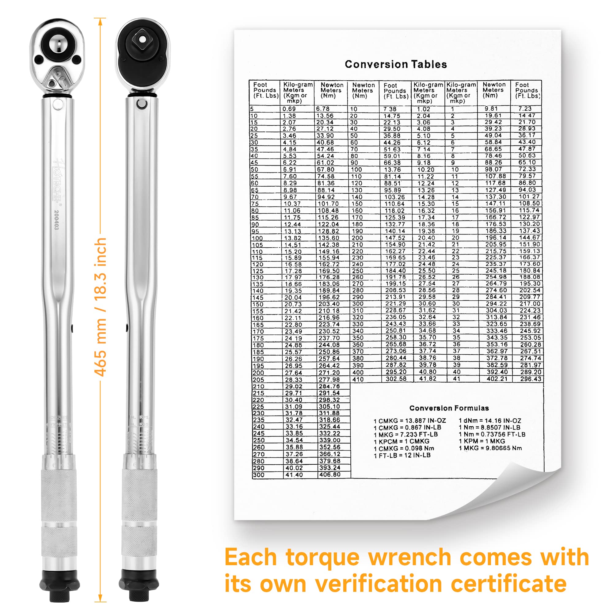 Hoteche Chiave dinamometrica 1/2" 28-210Nm con cricchetto a leva e tubo in acciaio per un serraggio preciso di viti e dadi