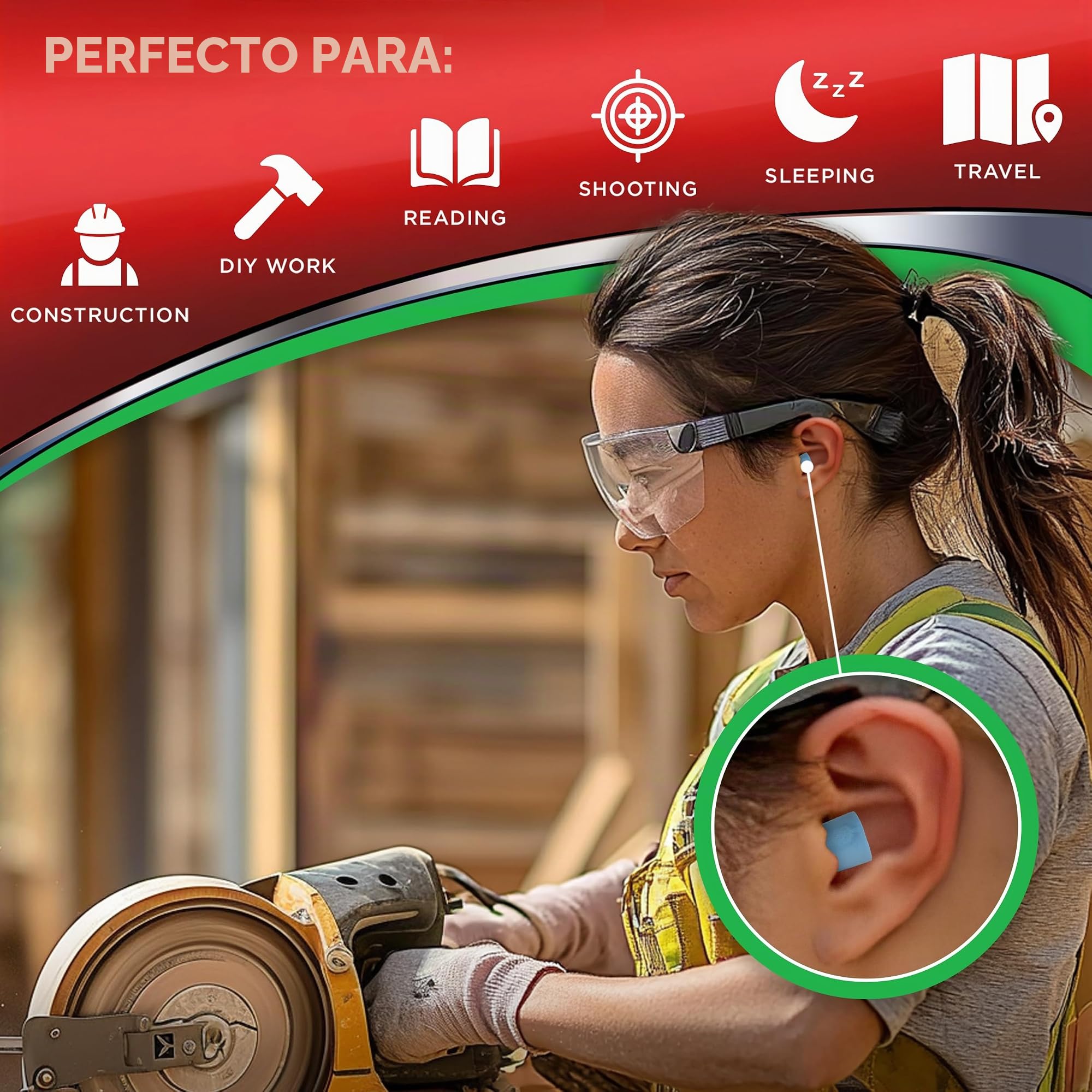 HEAROS Xtreme tapones de espuma para los oídos, 33dB NRR tapones para los oídos, 100 pares, espuma tapones para los oídos reducción de ruido y protección auditiva