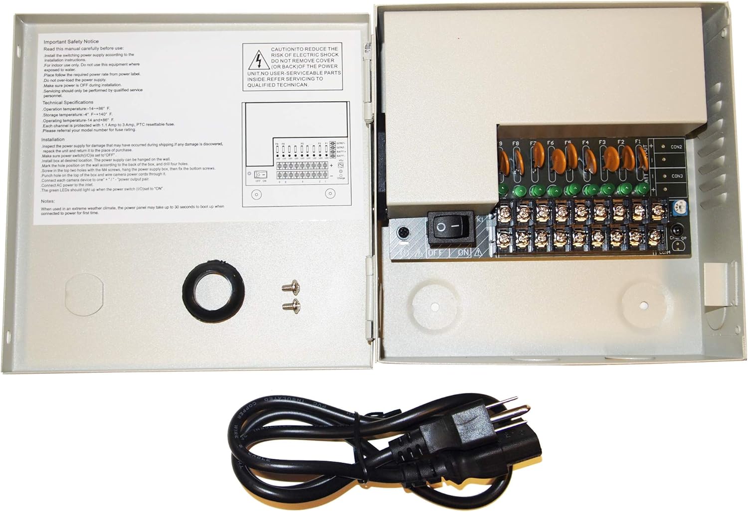 EVERTECH 9 Channel DC12V 5 Amp PTC Fuse CCTV Power Supply