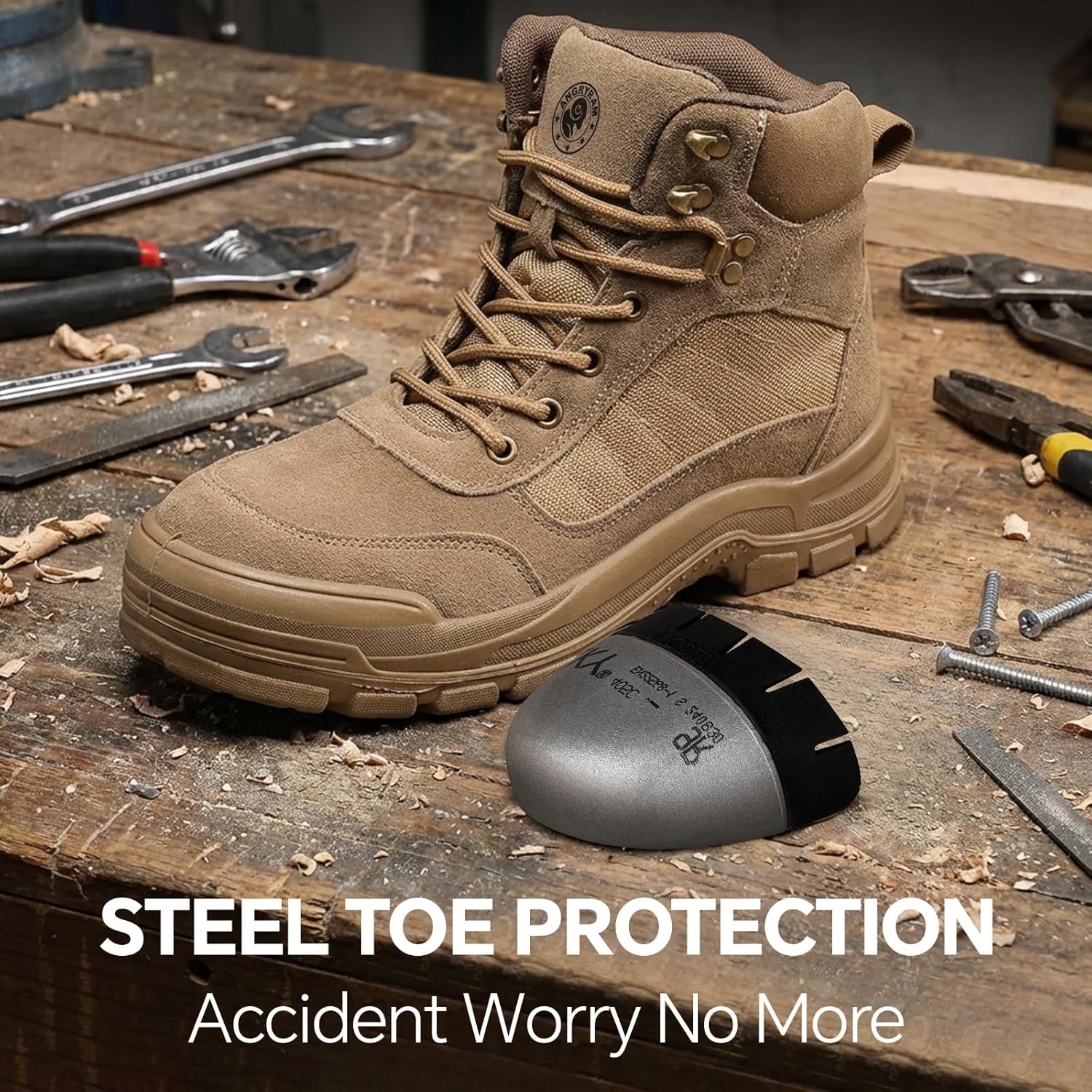ANGRYRAM Steel Toe Boots for Men Women Lightweight Comfortable Steel Toe Shoes Puncture Proof Slip Resistant Construction Work Boots for Men Indestructible Safety Work Shoes