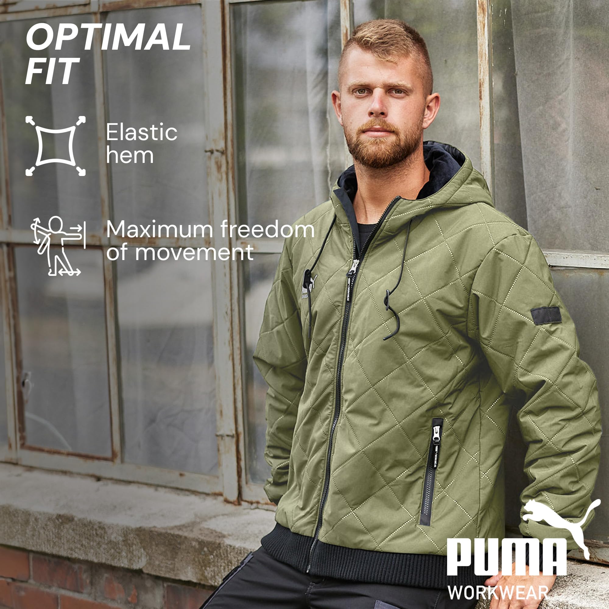 PUMA WORK WEAR Kurtka robocza z kapturem – kurtka zimowa – izolacja cieplna, oddychająca i odporna na działanie wody