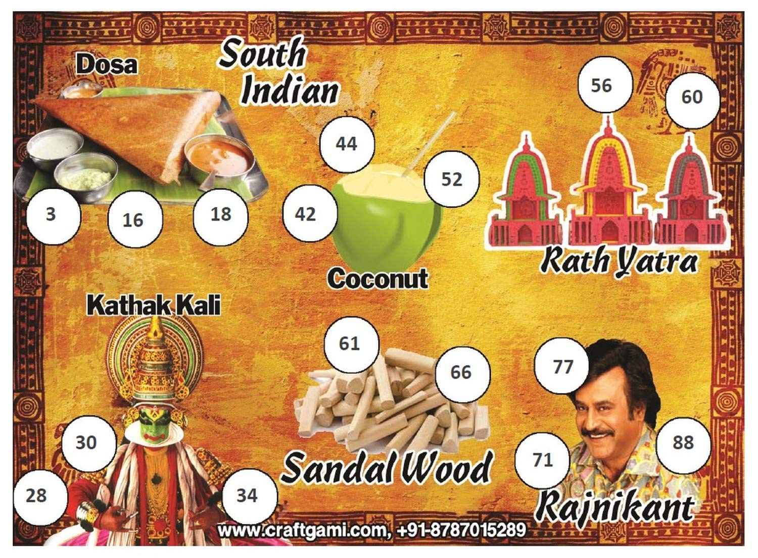 South India Theme Tambola Tickets - Housie Tickets (24 Tickets)