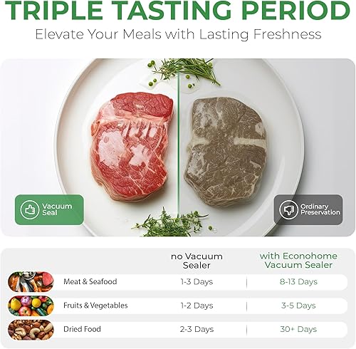 Miniatura 3 de EconoHome Máquina selladora al vacío inalámbrica para alimentos, selladora al vacío Sous Vide recargable y portátil con cortador integrado, sella en