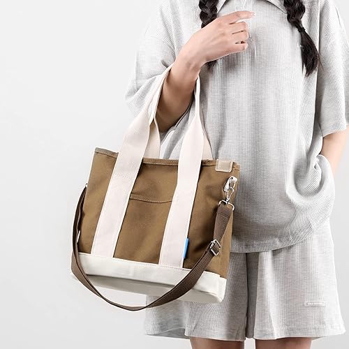 Miniatura 4 de Bolsos cruzados para mujer, bolsa de lona con cremallera, organizador de bolsillos, bolsa de almuerzo para mujer, bolso pequeño de hombro