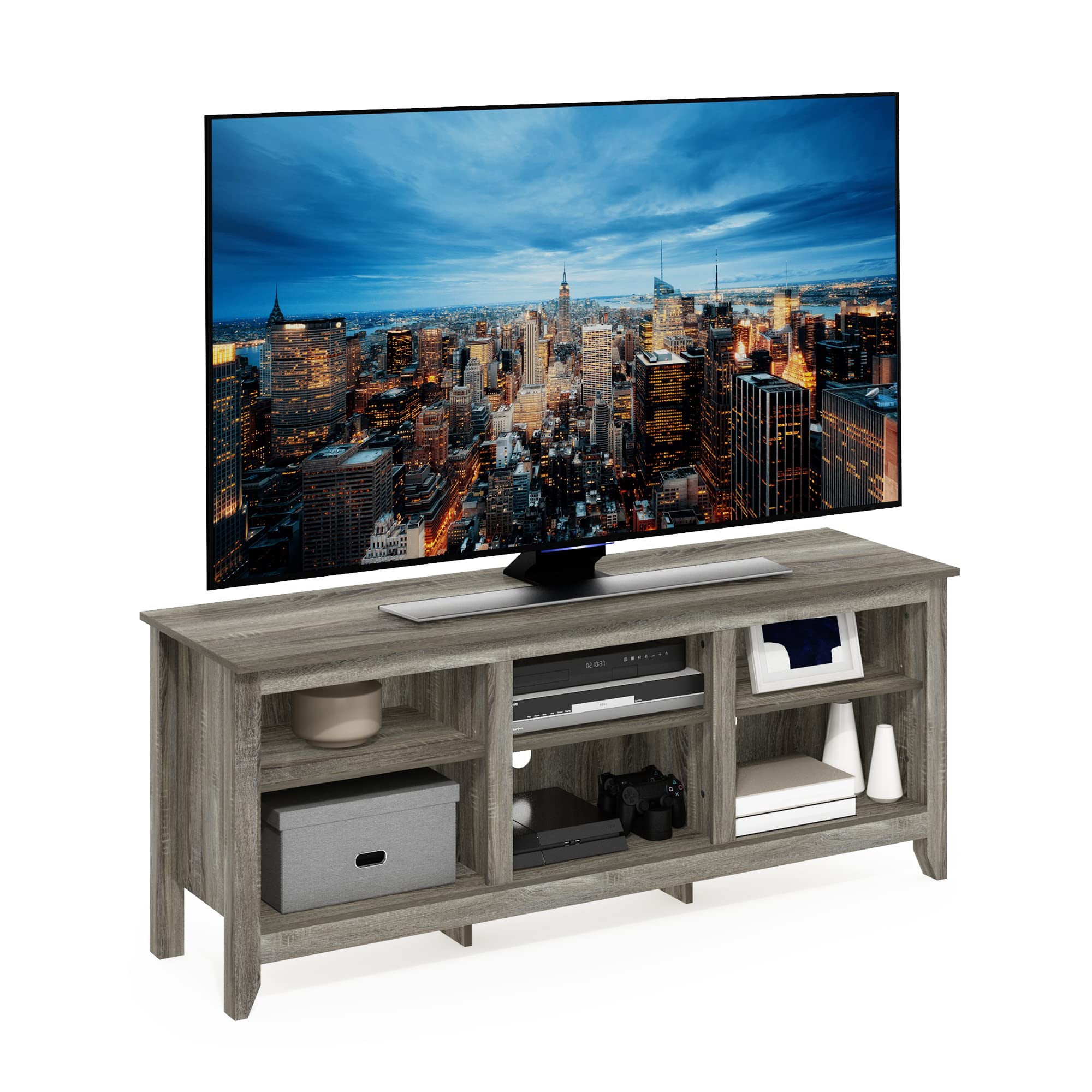 Furinno Jensen 3-Tier TV Stand for TV up to 65 Inch, French Oak Grey