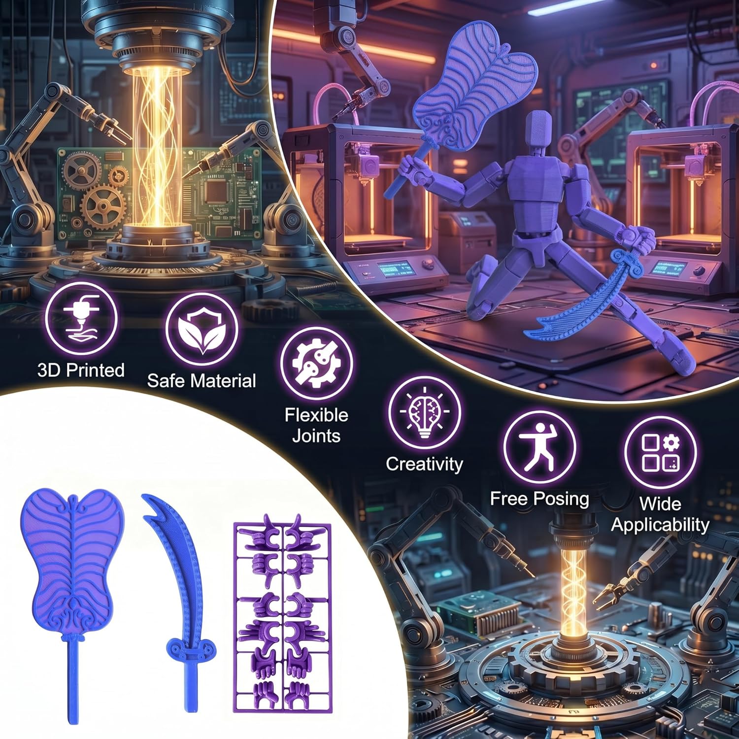 T13 Action Figure Set - (Assembled) 3D Printed Action Figure, Titan 13 Action Figure, Multi-Jointed Movable Dummy 13, Robot Action Figure, Birthday Gifts for Boys, Girls Desktop Decorations