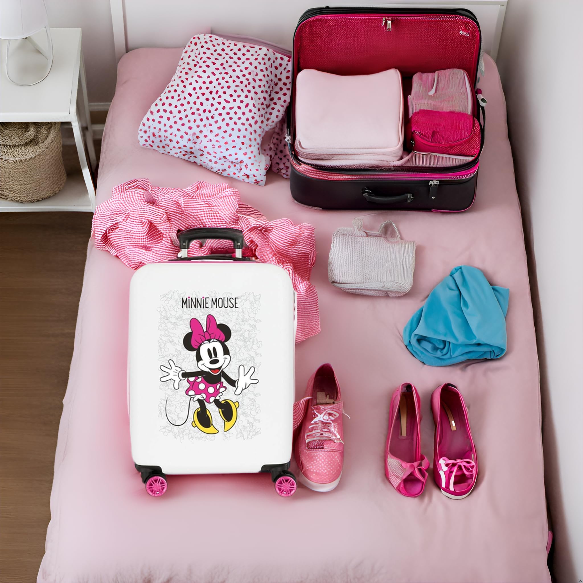 Disney Enjoy The Day Maleta Infantil Minnie Mouse, Equipaje Infantil, Fabricada en ABS,Rosa, 55 cm, 34L, Cierre de combinación Lateral, De Joumma Bags