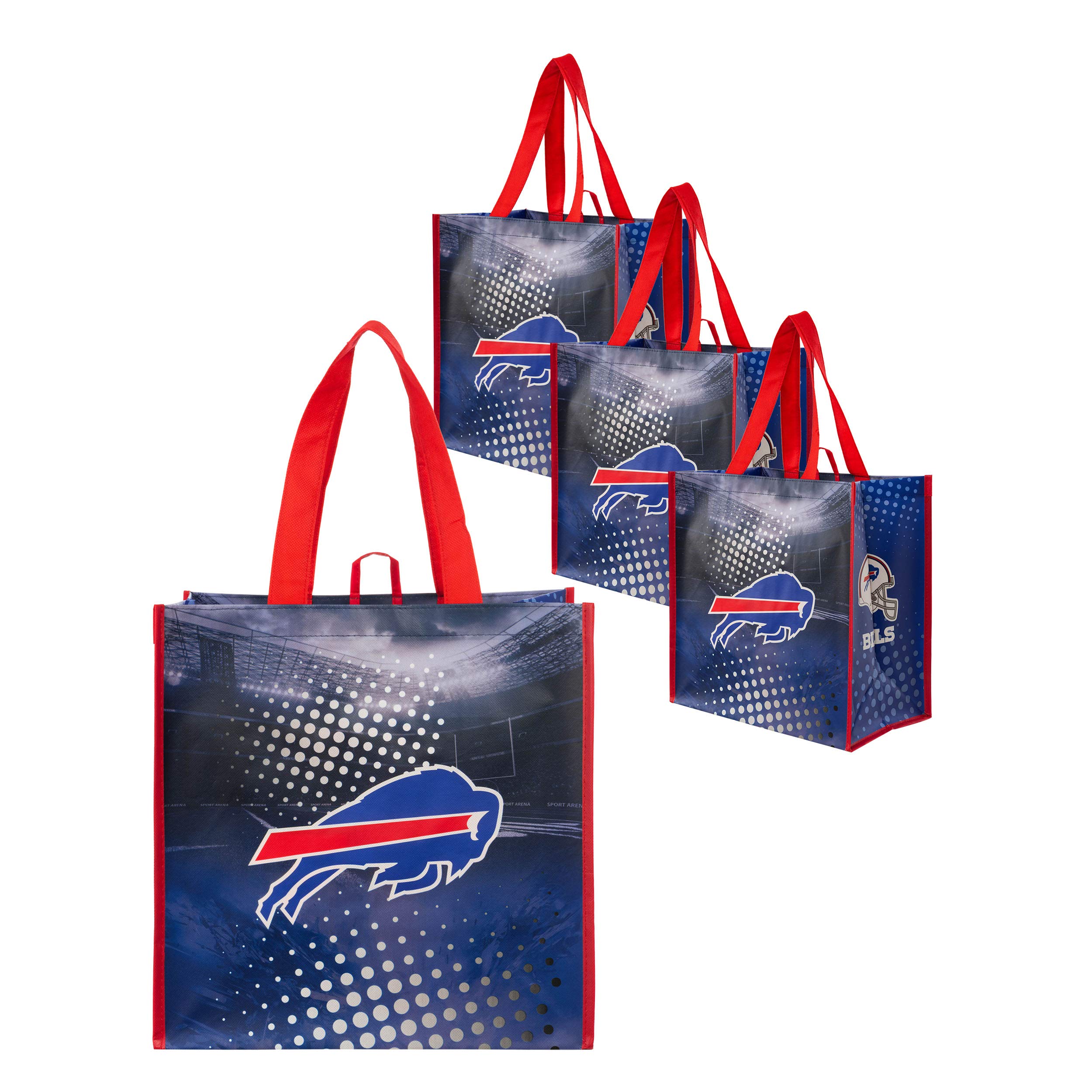 FOCO NFL Team Logo 4-Pack Reusable Grocery Shopping Bags Totes