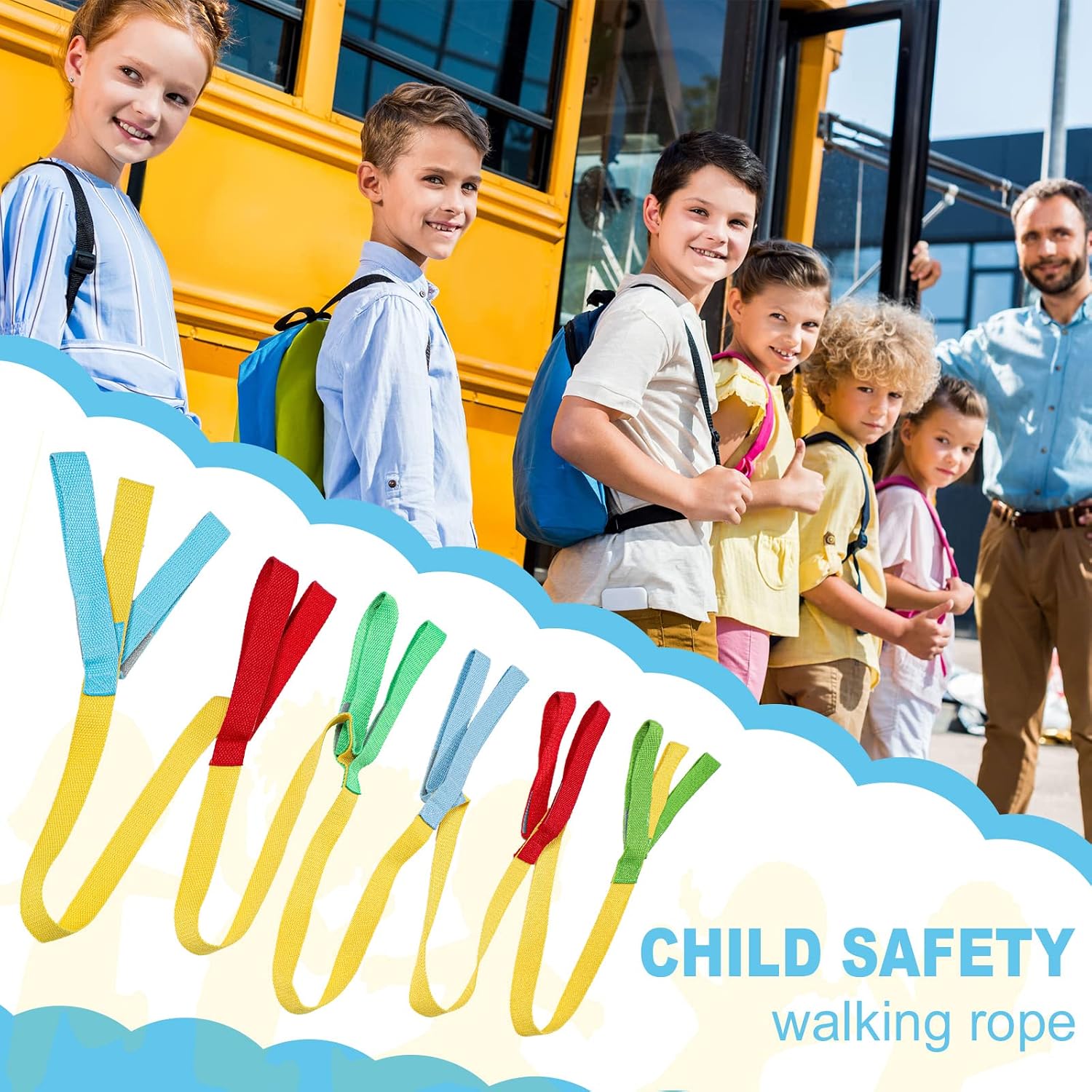 Shappy Preschool Walking Rope with Handles Children Safety Walking Rope Preschool Walk in Line Ropes Fits up to 12 Children 2 Teachers for Back to School Toddlers Kids Daycare Walk Guides