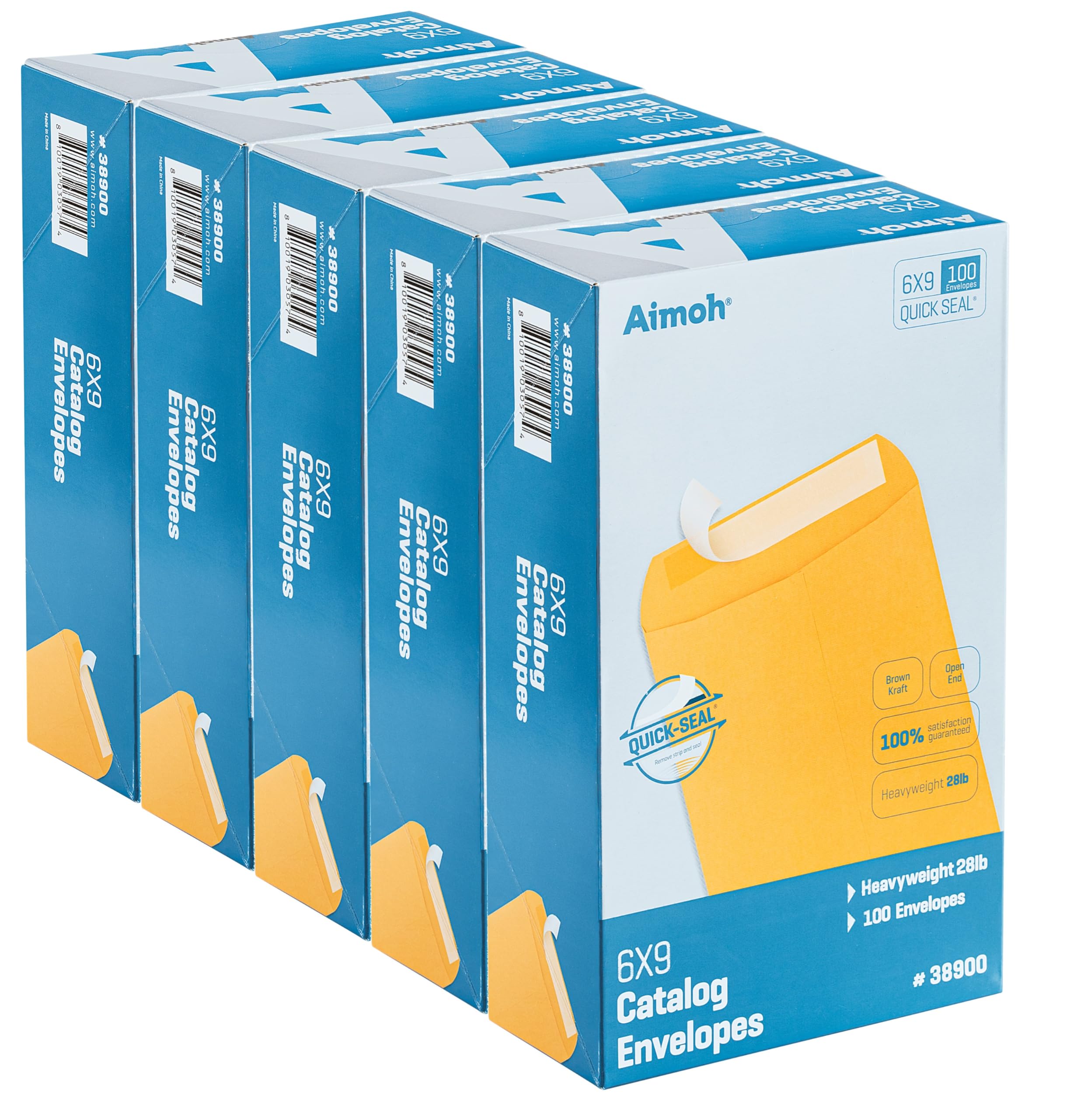 6 x 9 Self-Seal Brown Kraft Catalog Envelopes - 28lb, Ultra Strong Quick-Seal, 6x9 inch - 500 Count (38900-CS)