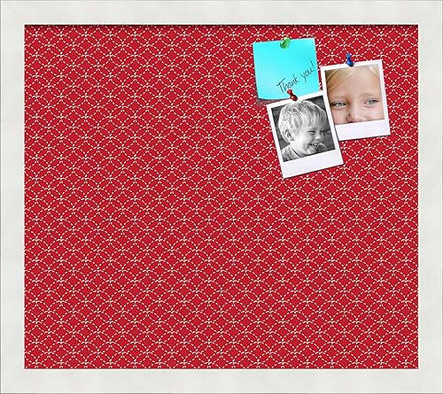 Miniatura 367 de PinPix Tablero de anuncios de corcho de 12 x 12 pulgadas. Este tablero decorativo enmarcado viene con diseño de círculos B W y un marco blanco