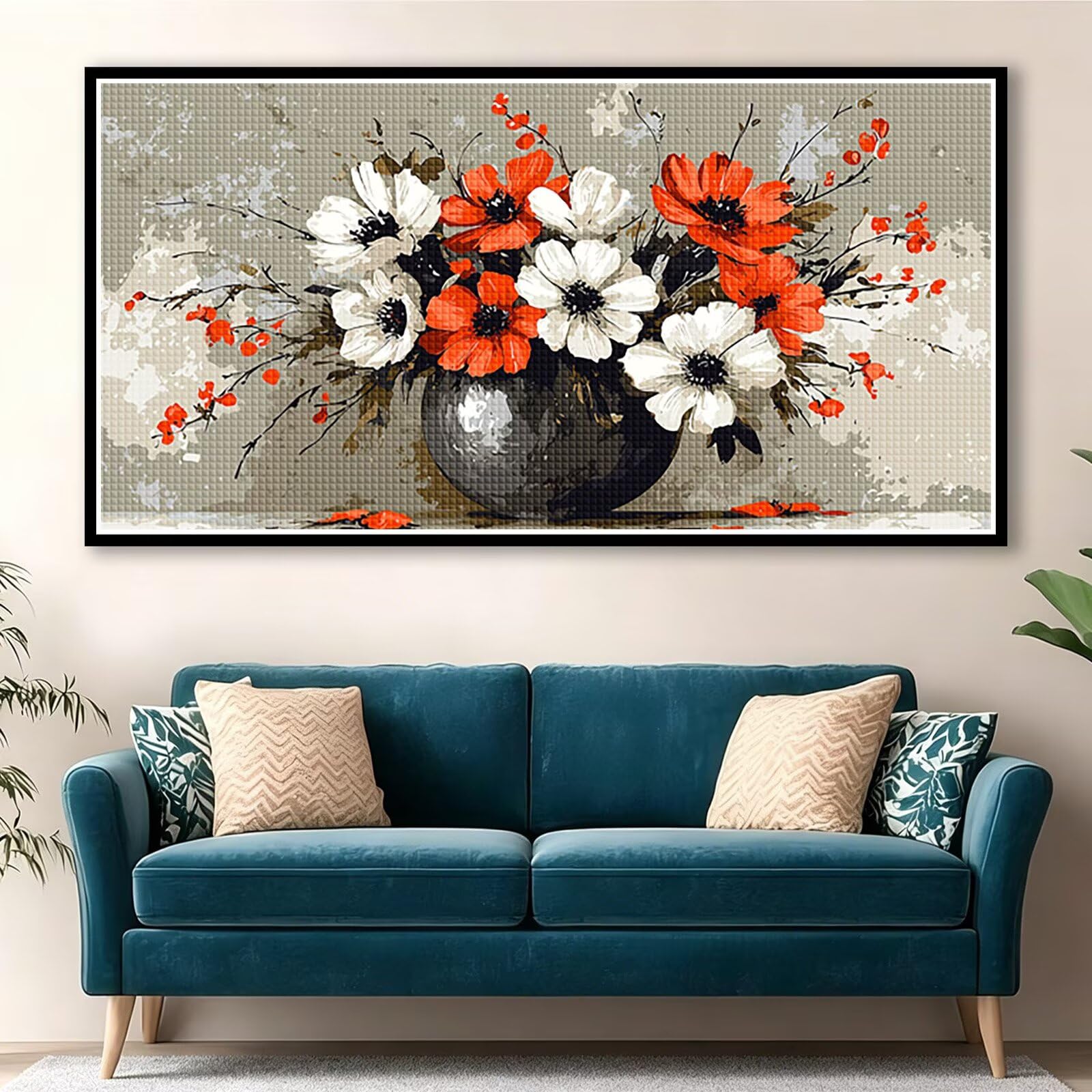 Diamond Painting Grande 200x100cm Flor Diamond Painting Adultos, DIY Abstracto Pintura de Diamante Manualidades Adultos, 5D Cuadrado Rhinestone Bordado Punto de Cruz Art para Home Decoration 0J-881