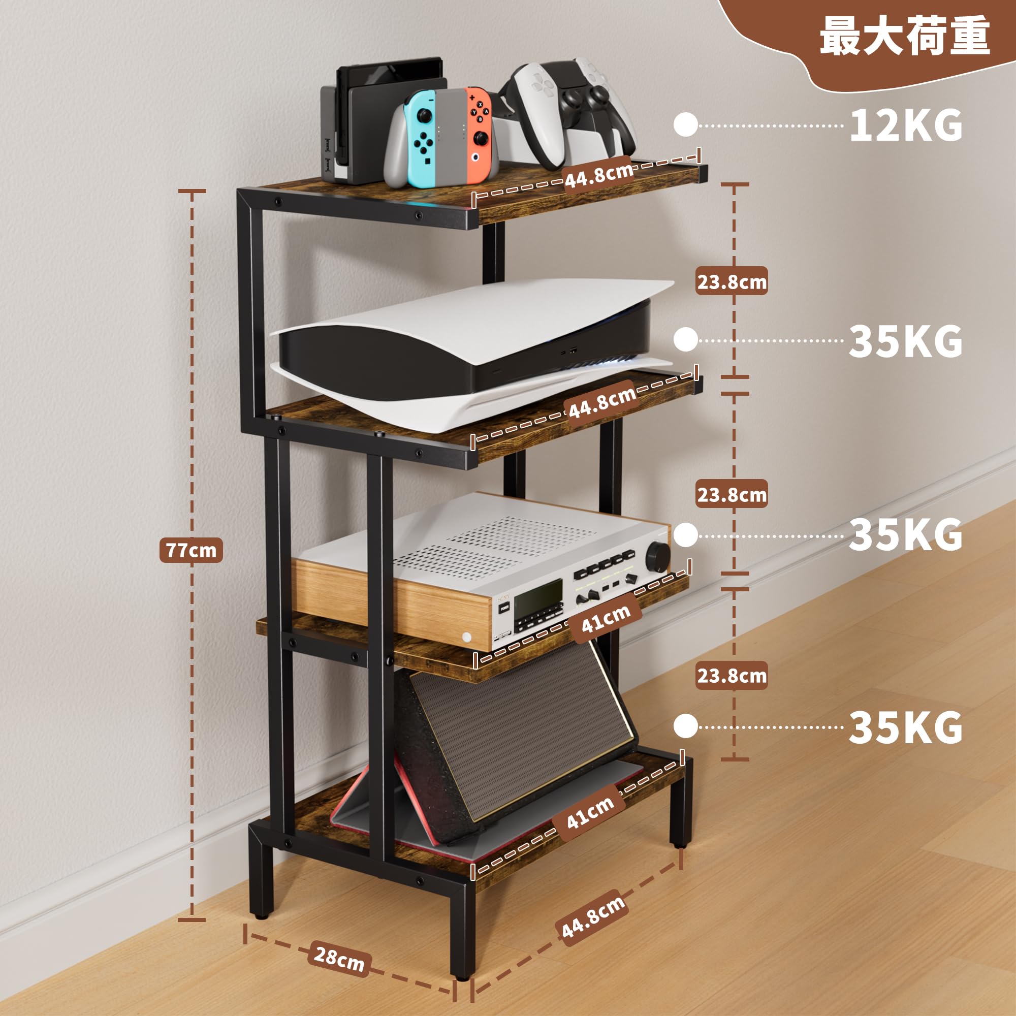 maxell 木製ビデオラック ４台（幅62㎝×高さ25㎝×奥行18㎝） maxell 木製ビデオラック 4台（幅62㎝×高さ25㎝×奥行