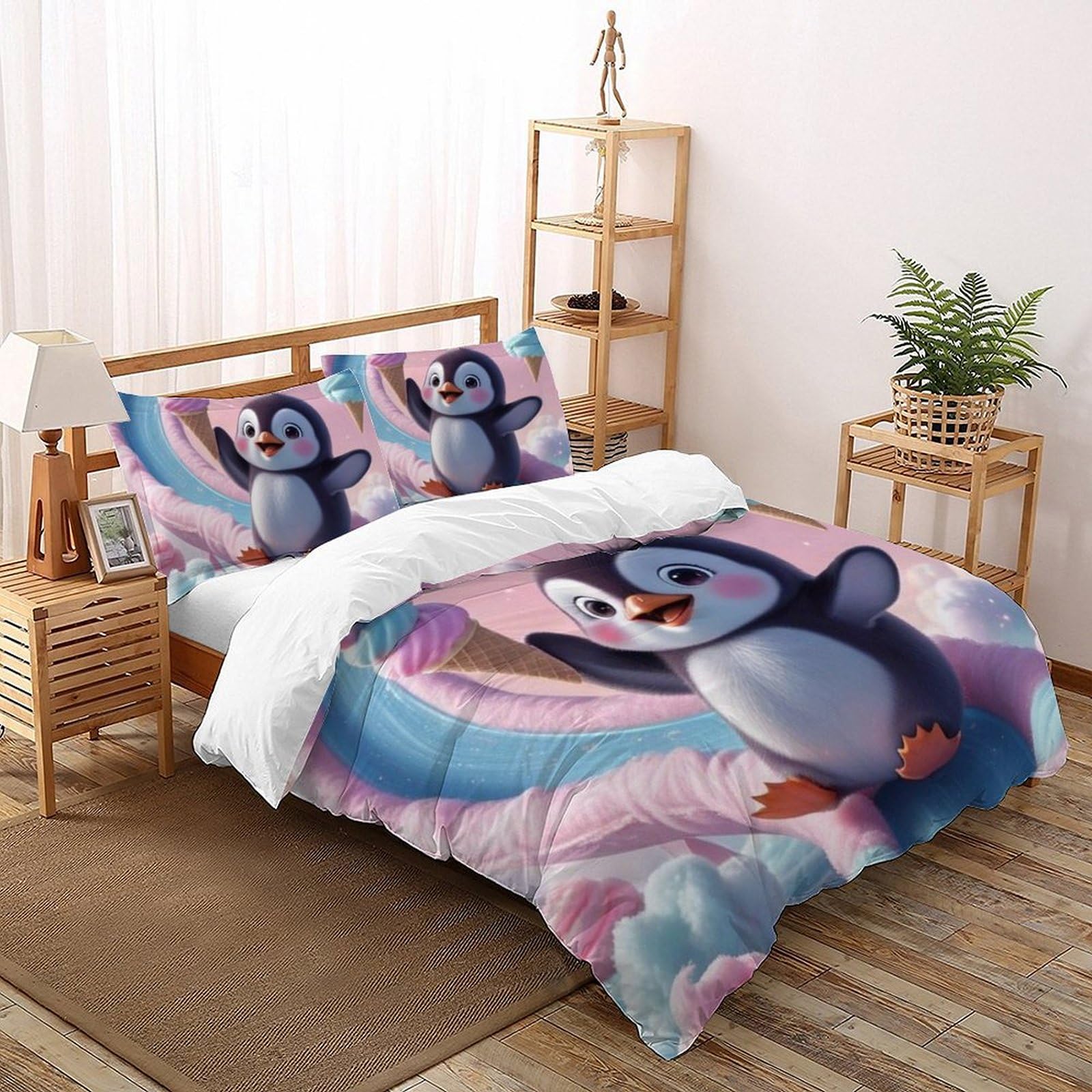 Housse de couette microfibre animaux 3D 260x220 respirante et douce pour la peau