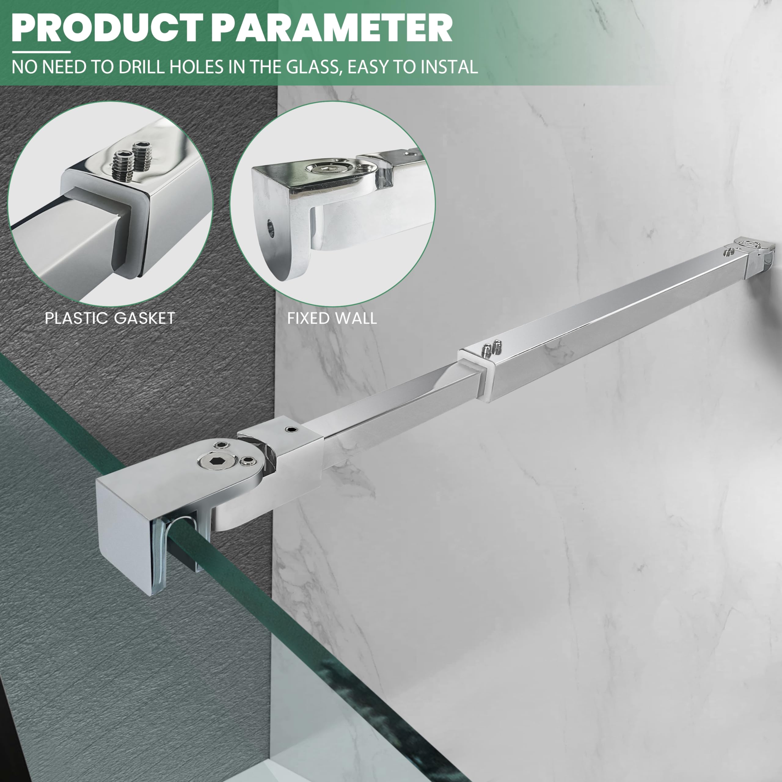 Barra de soporte de vidrio para puerta de ducha E010-450-700CM-PC