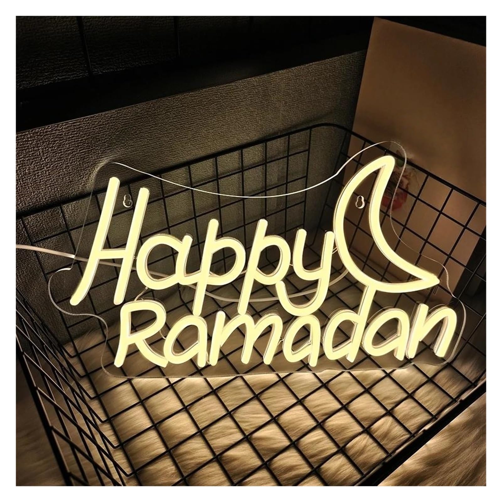Luci al Neon Da Parete Insegna Al Neon A Dimmerabile Happy Ramadan Per Camera Da Letto, Casa, Festa Di Ramadan Eid, Decorazione Da Parete, 38cmx21.5cm