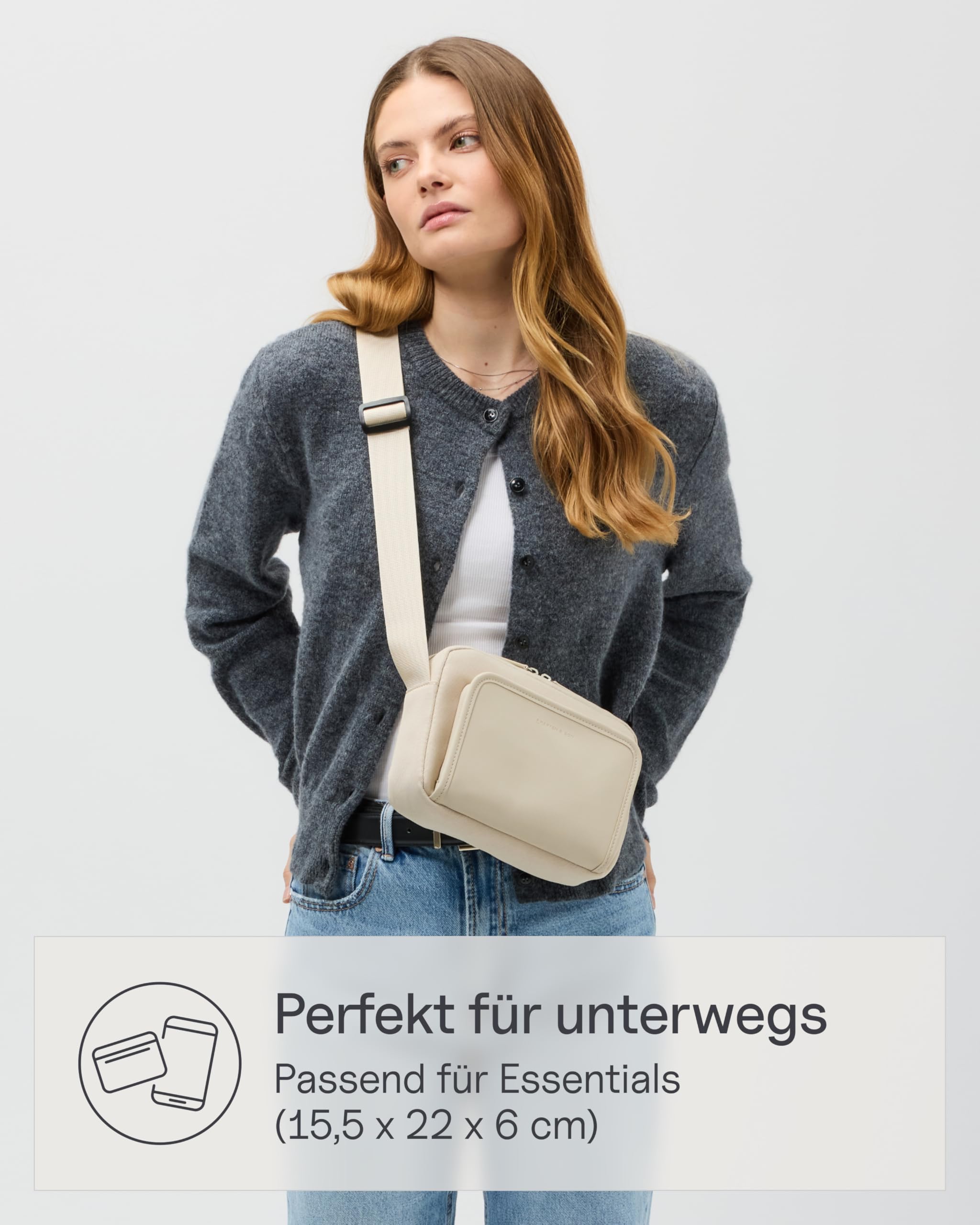 Kapten & Son Lulea Crossbody Bag Sandstone 1,35 L | Bauchtasche Damen & Herren | Handtasche Beige | Umhängetasche klein | ideal für Reisen, Alltag, City