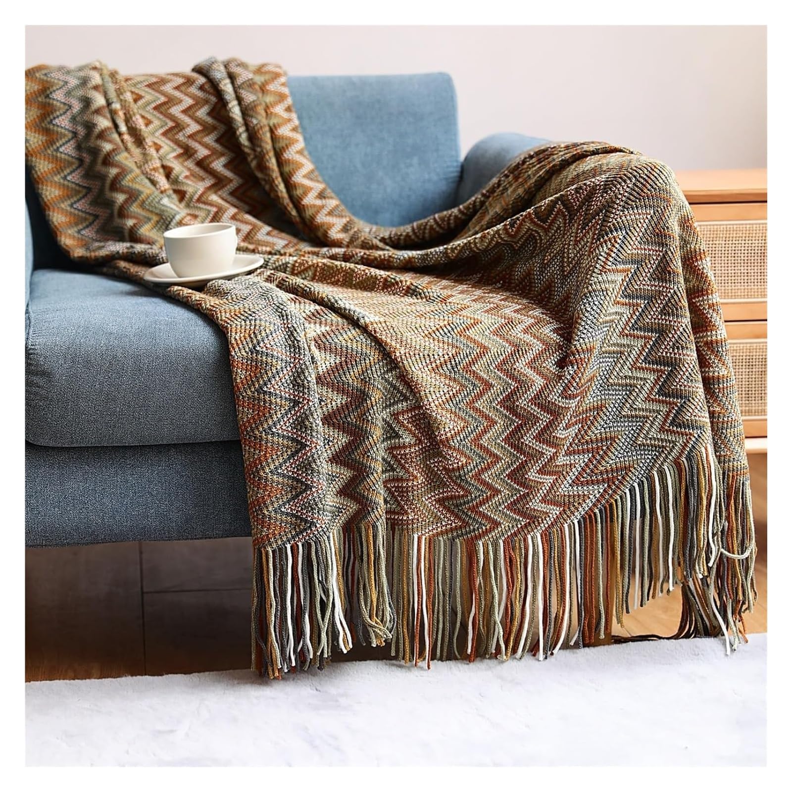 Plaids d'automne en maille jaune 180x260cm pour cocooning sur le canapé