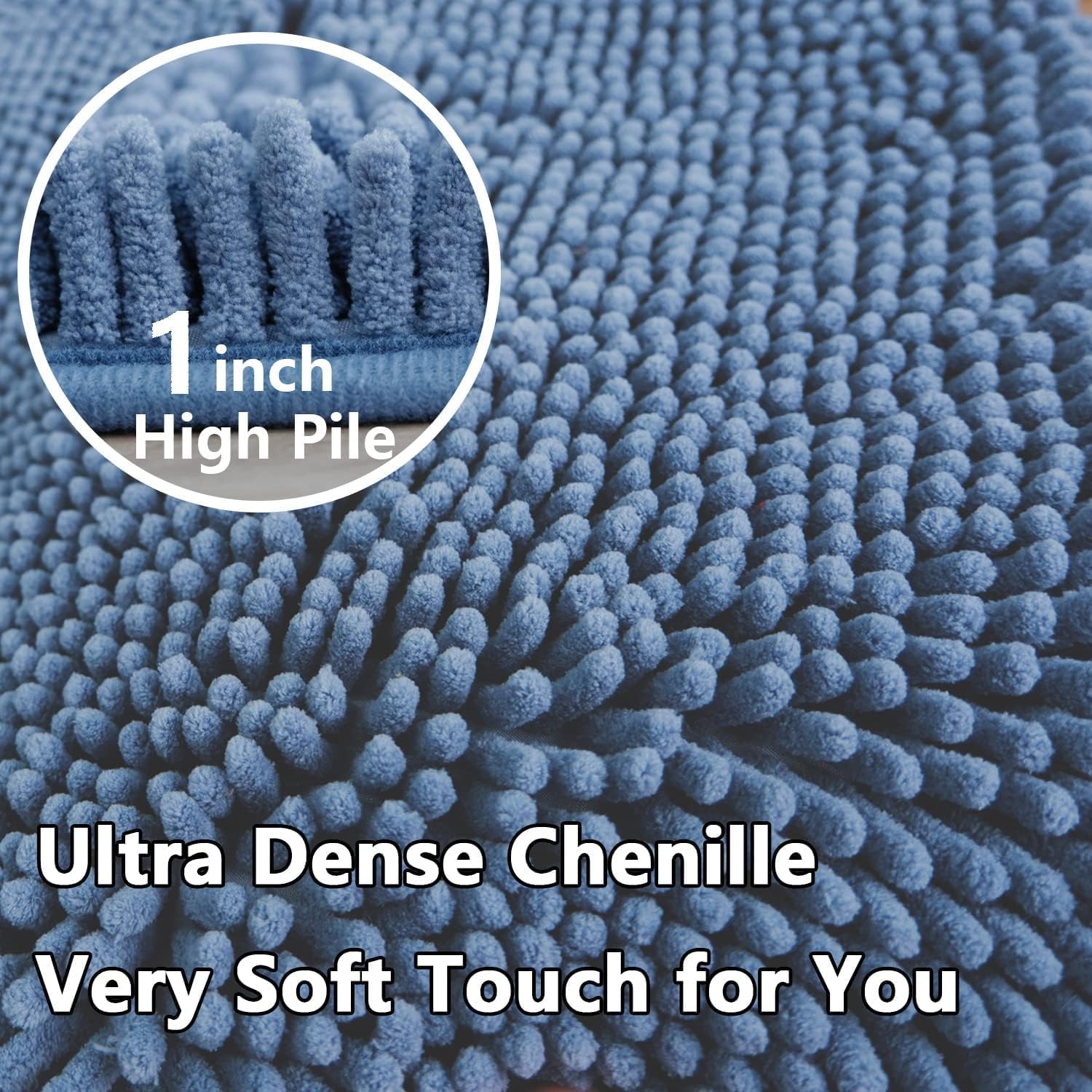 Lot de 3 tapis de salle de bain en chenille, très épais et absorbants, antidérapants, lavables en machine, séchage rapide, doux et confortable, utilisés sous la douche, baignoire et évier,